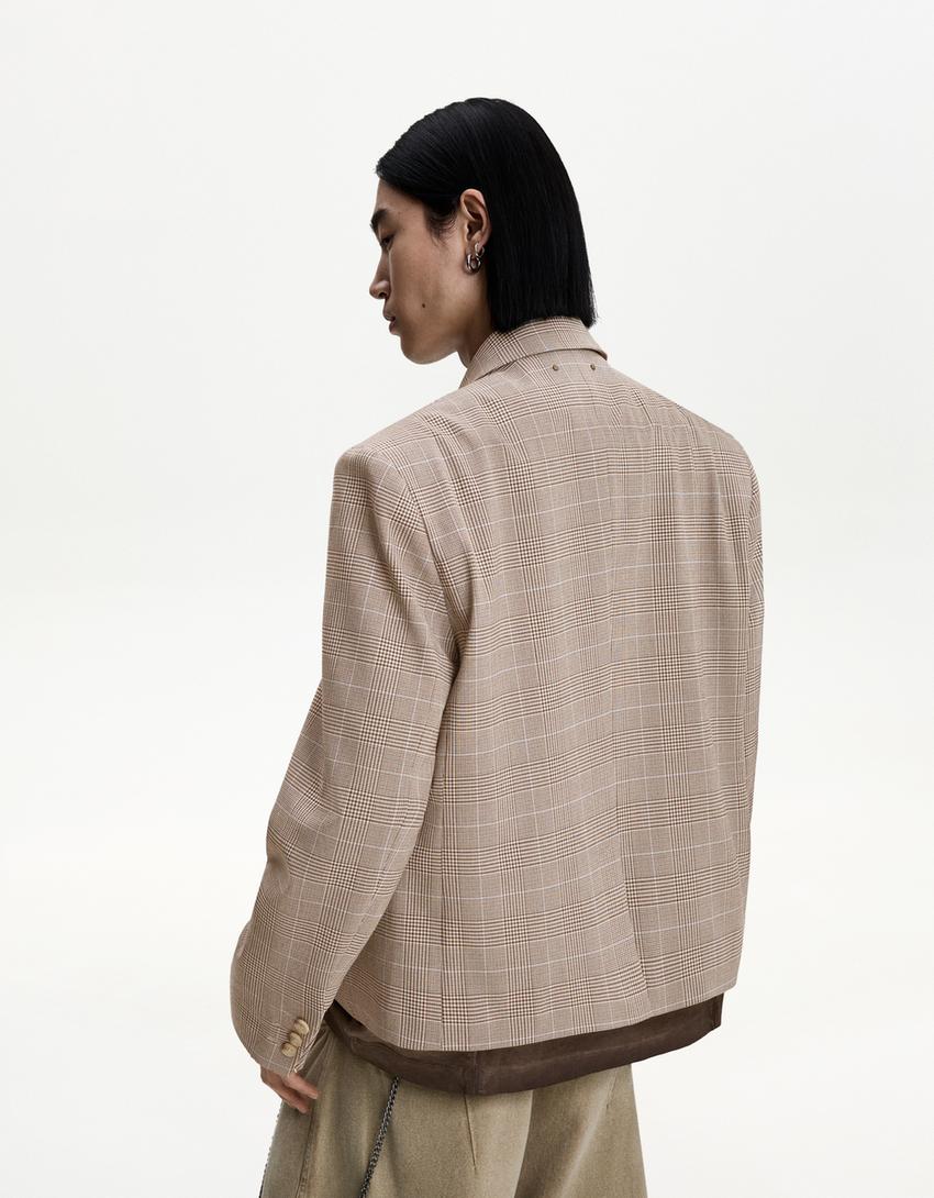 Plaid blazer-Sand-1