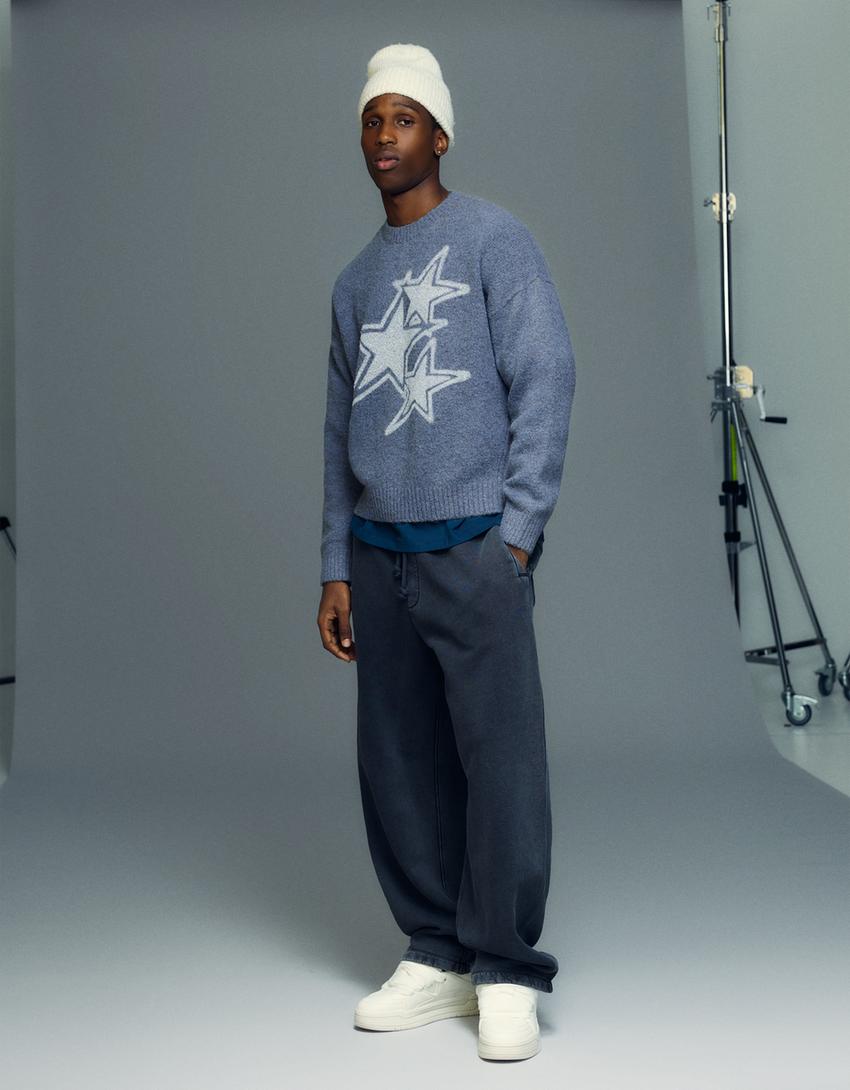 Camisola padrão-Azul