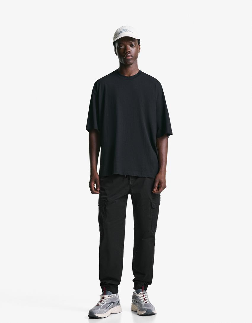 Cargo jogger trousers-Black