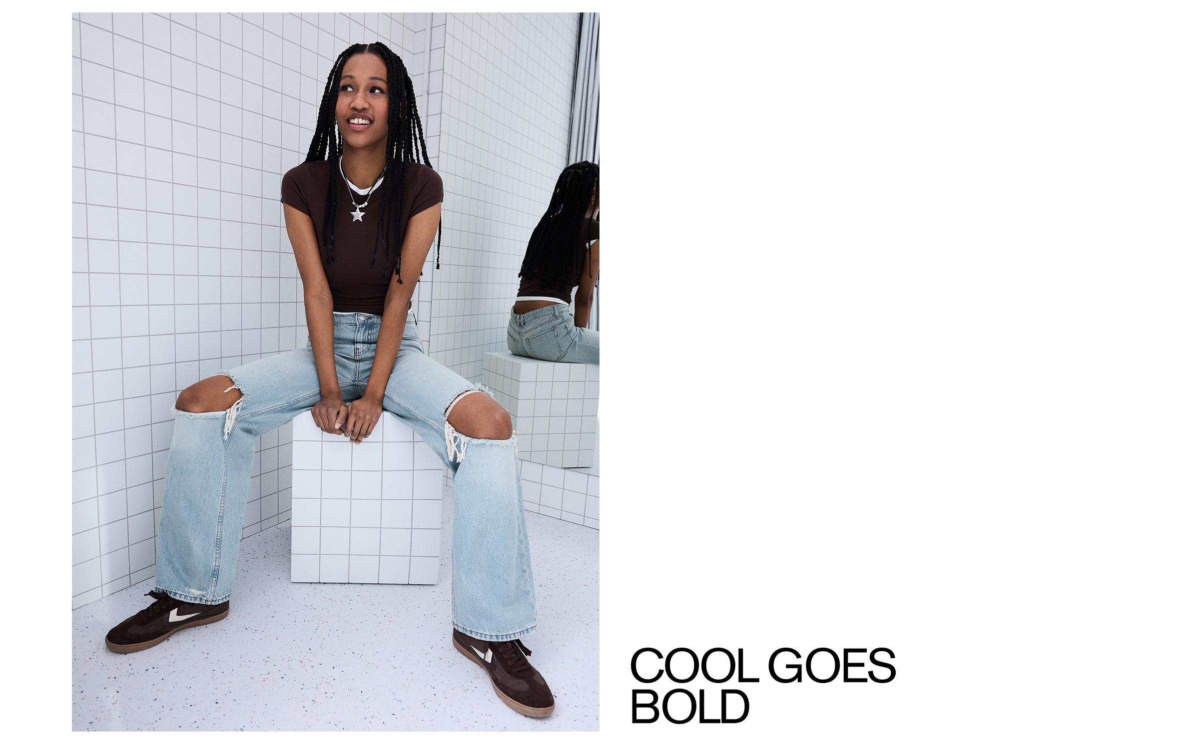 Yüksek bel distressed geniş paça jean - Görsel 34