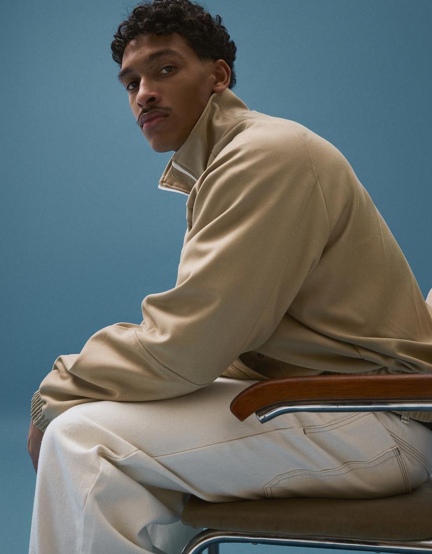 Jaket ritsleting bergambar-Kecokelatan