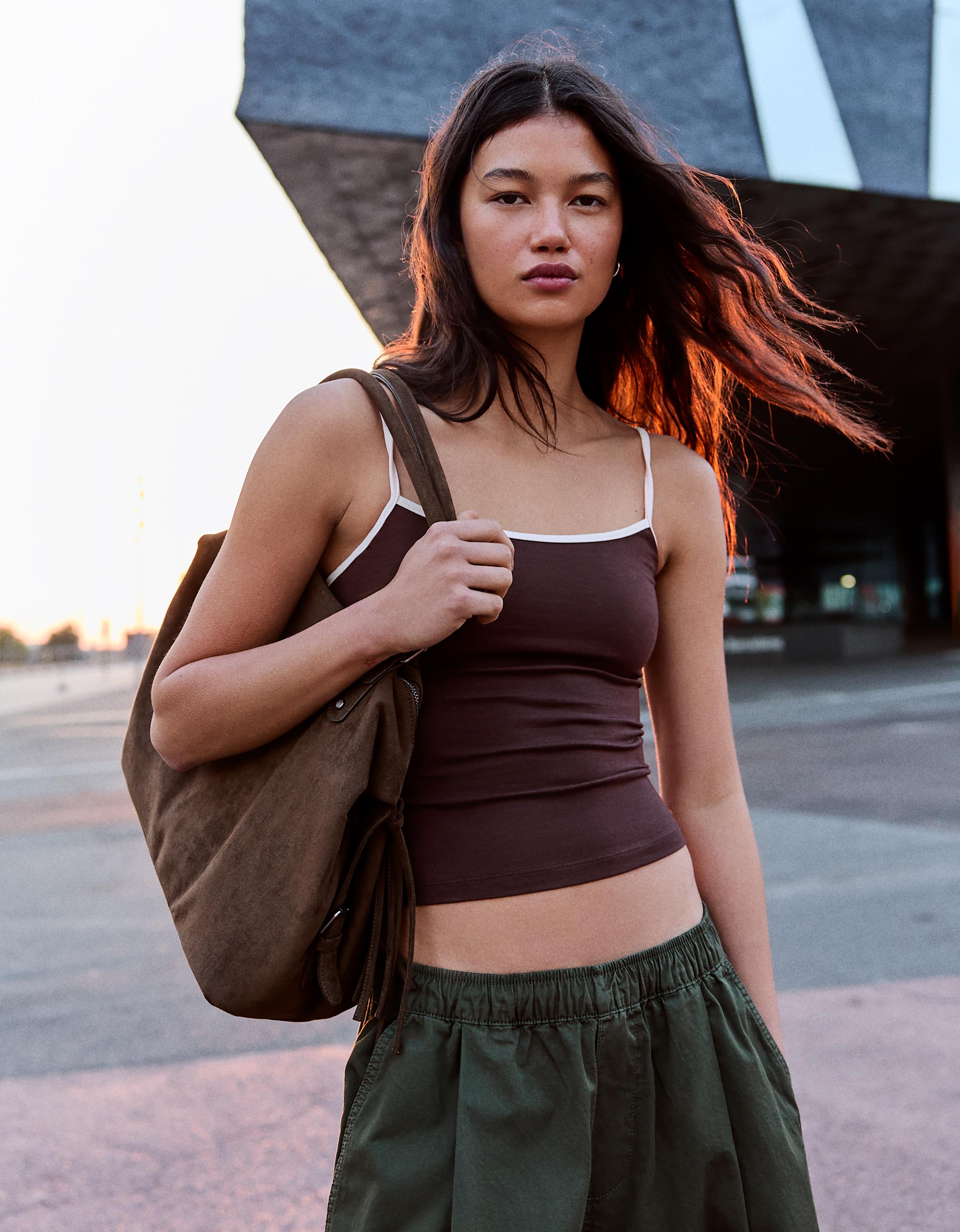 Contrast strappy top — Violet