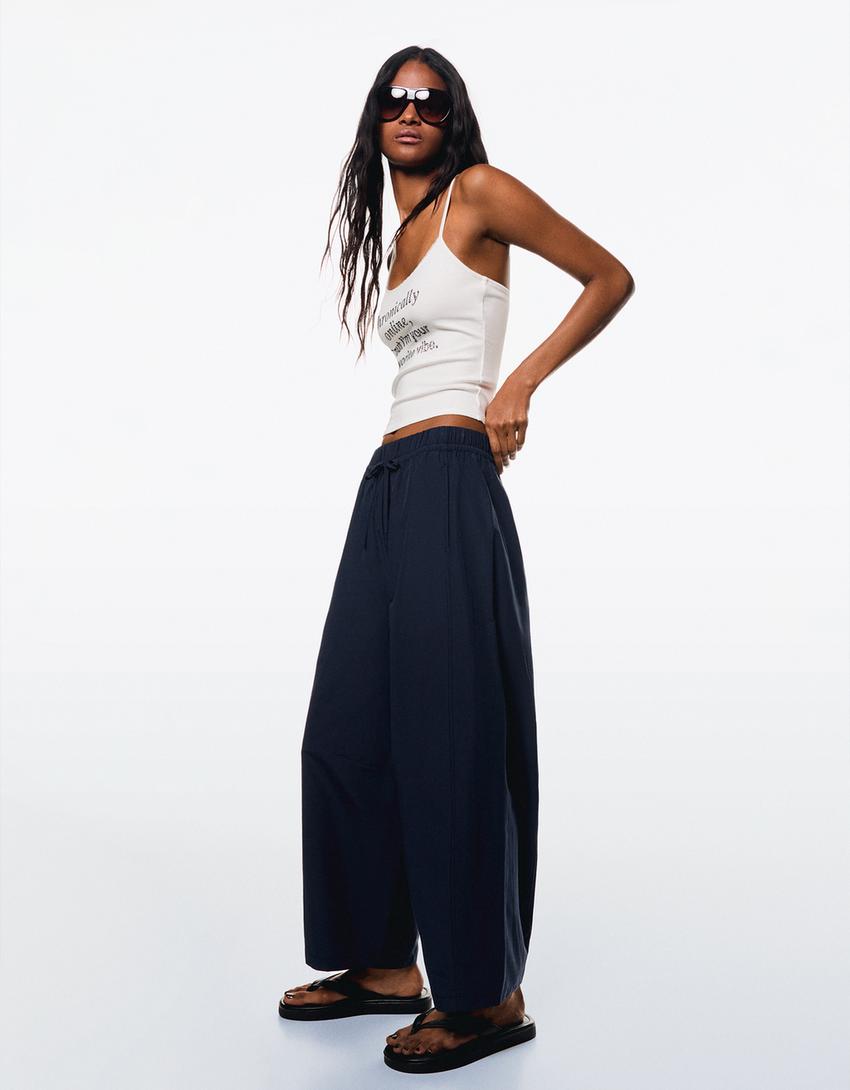Pantalón barrel cropped-Azul oscuro-1
