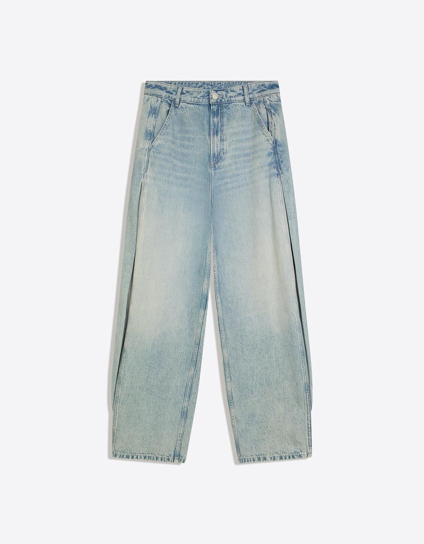 Jean barrel fit-Bleu lavé