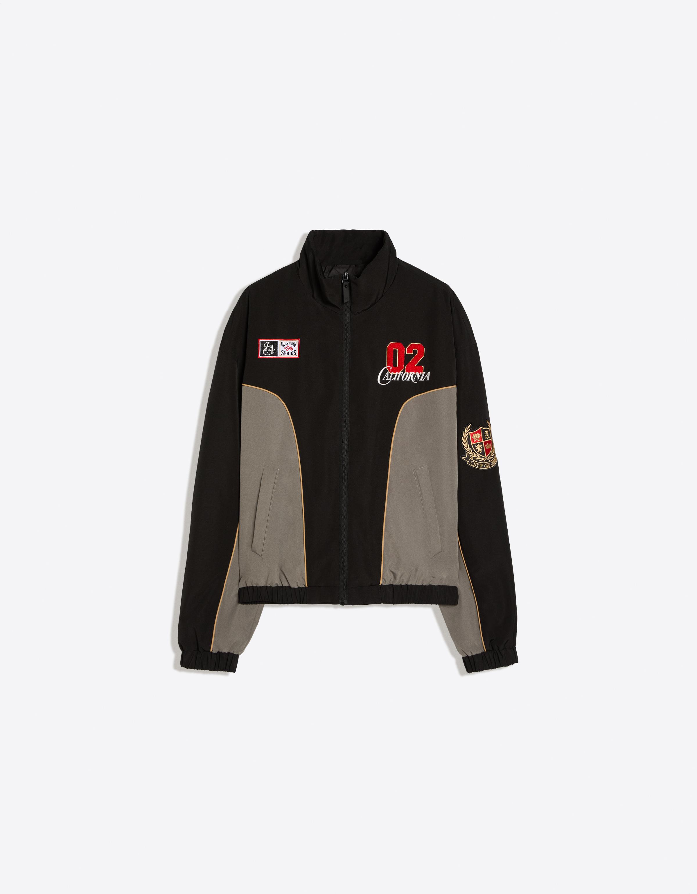 Printed zip-up jacket — Black