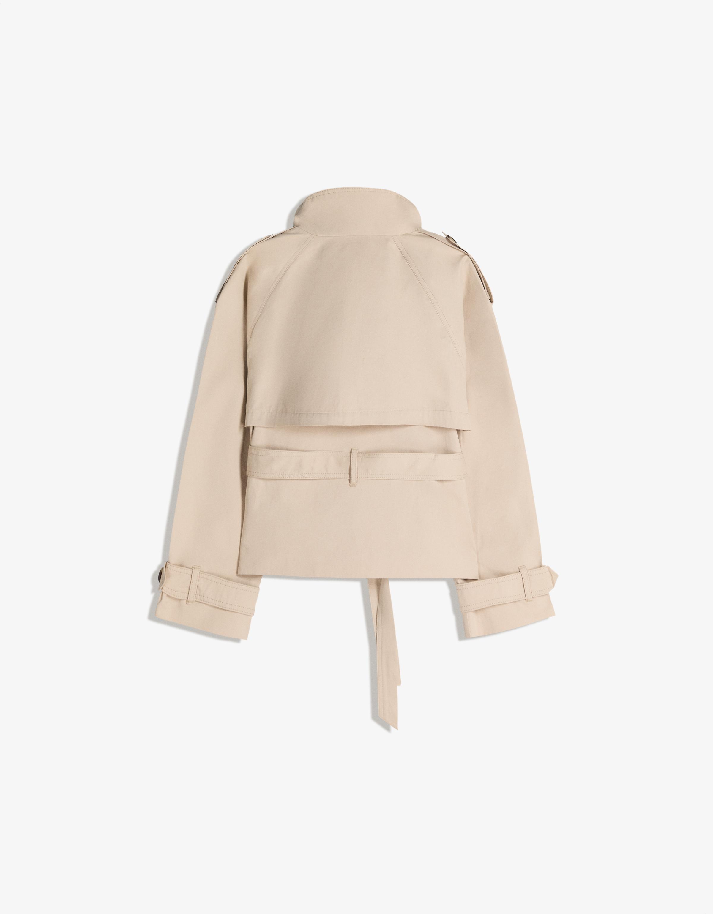 Funnel neck trench jacket — Sand