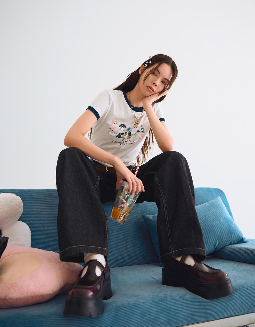 Mofusand print short sleeve T-shirt-Off white-2
