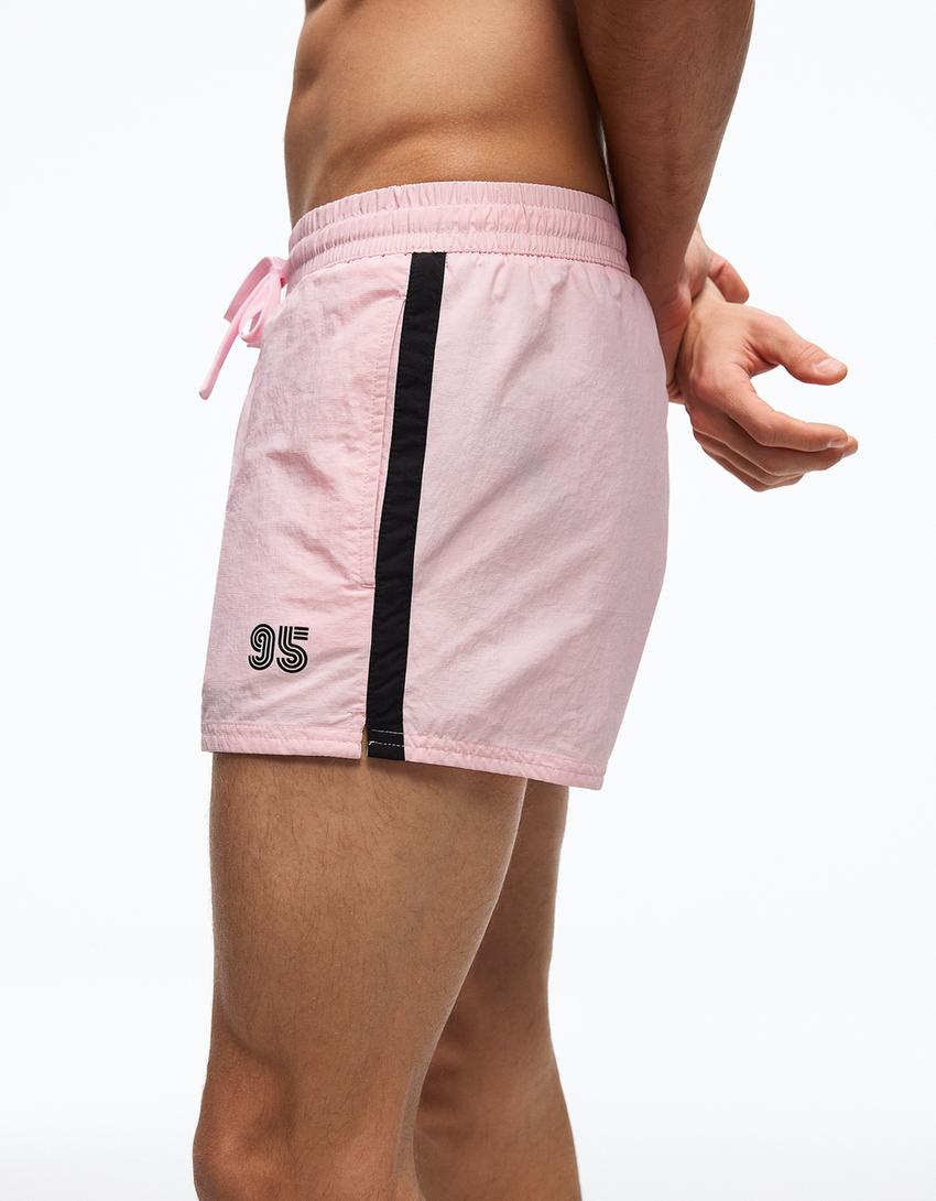 Kurze Retro-Badeshorts-Rosa
