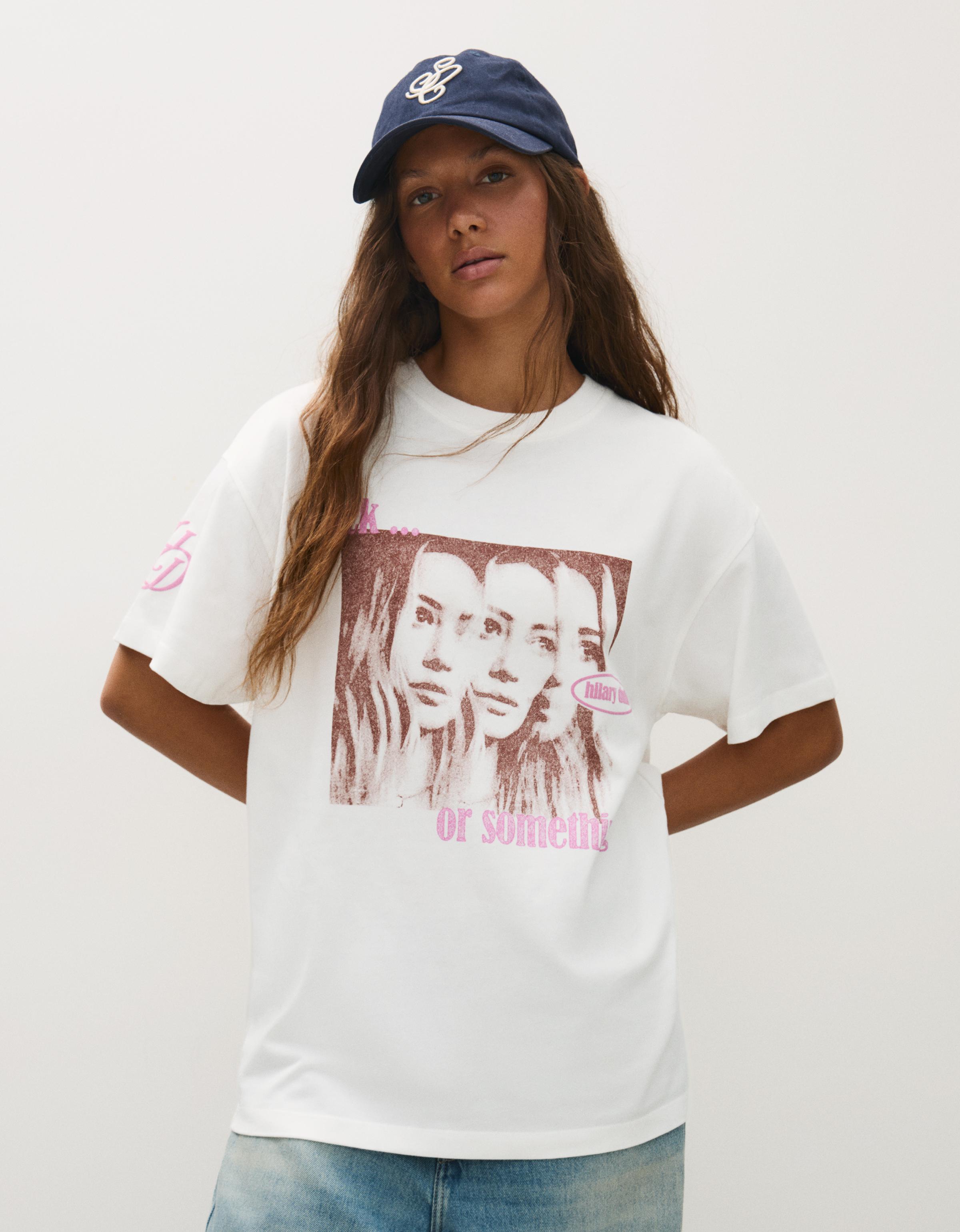 HILARY DUFF oversize short sleeve T-shirt — Off white