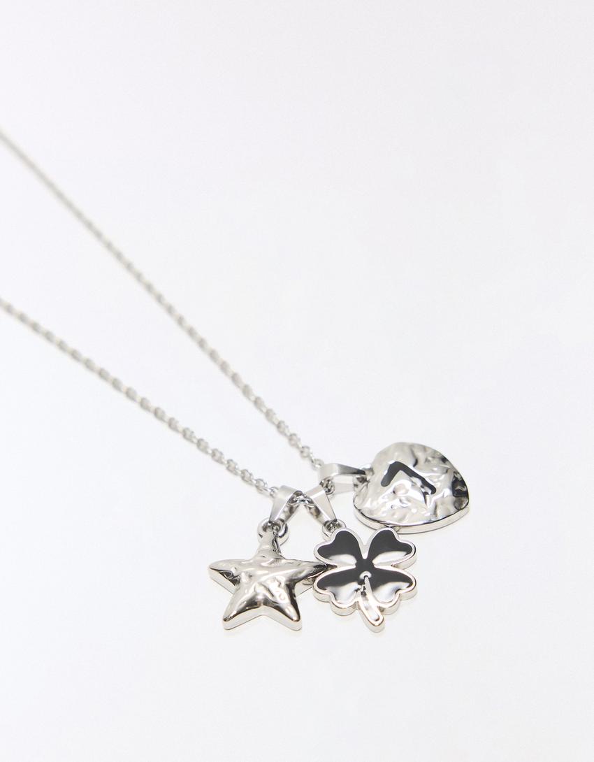 Collier pendentifs acier-Argent