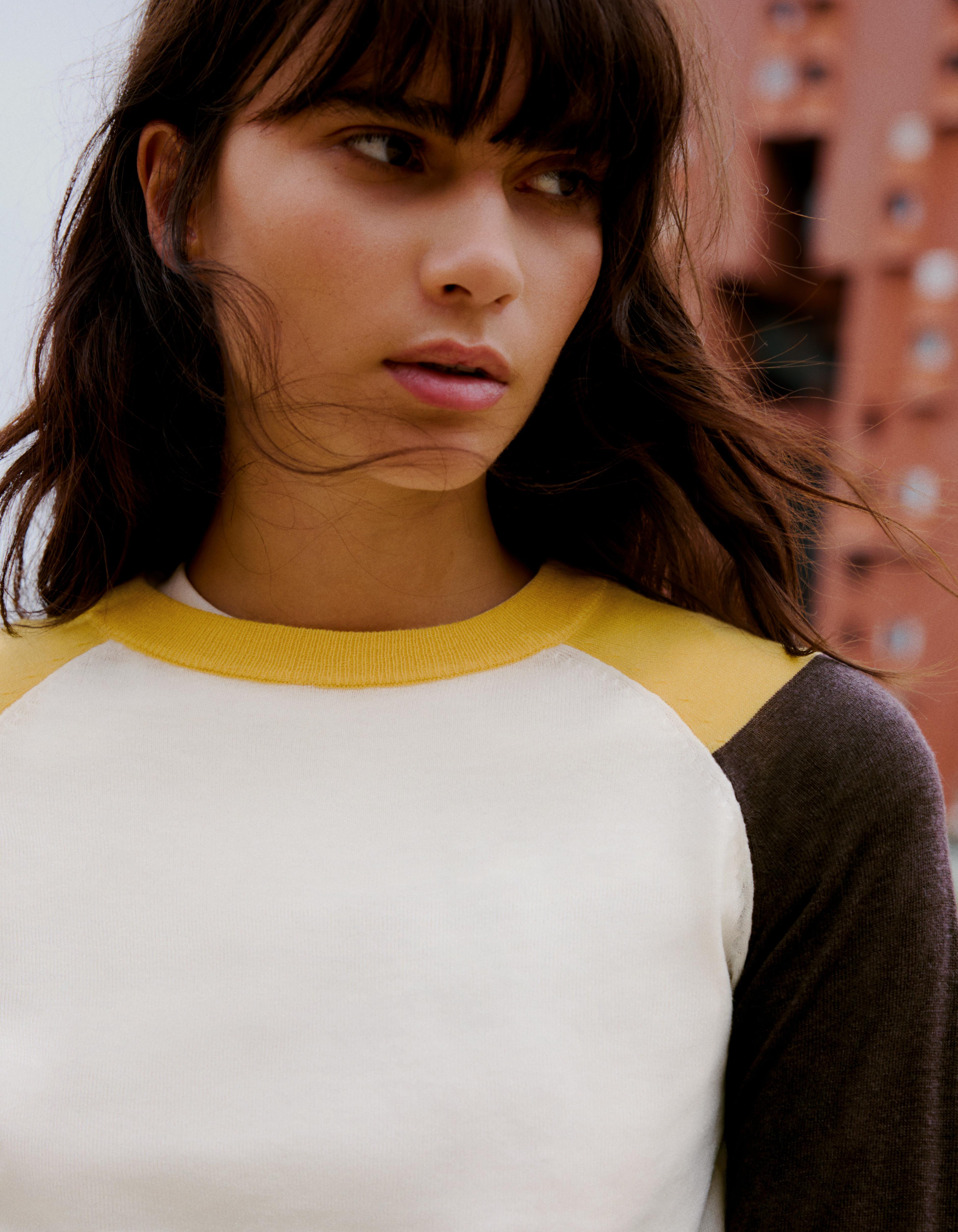 Round neck raglan jumper — Brown