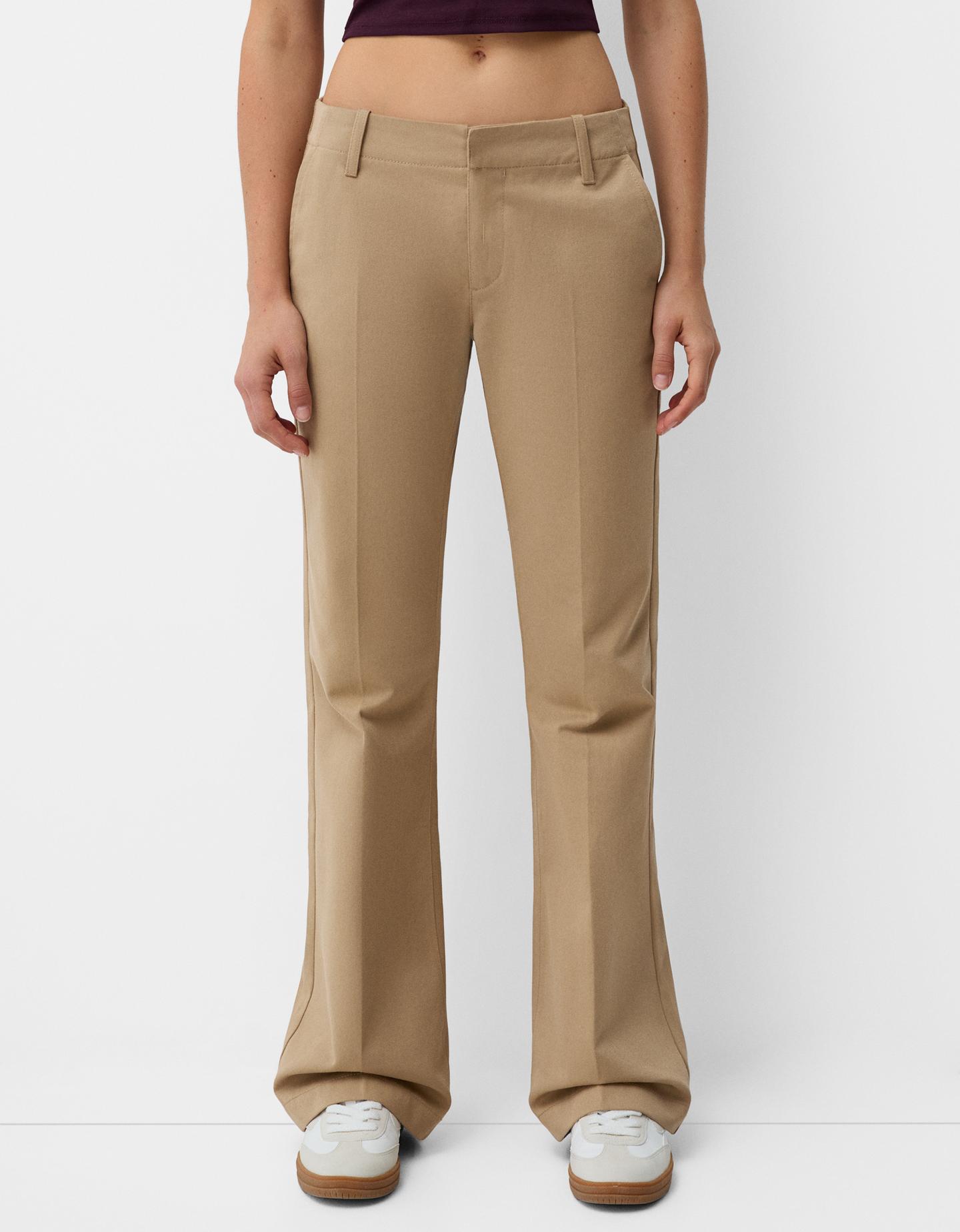 Bershka Pantaloni Chino Flare Donna 40 (Eu 36) Camel