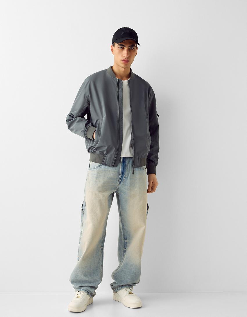 Blusão bomber leve-Cinzento-escuro-3