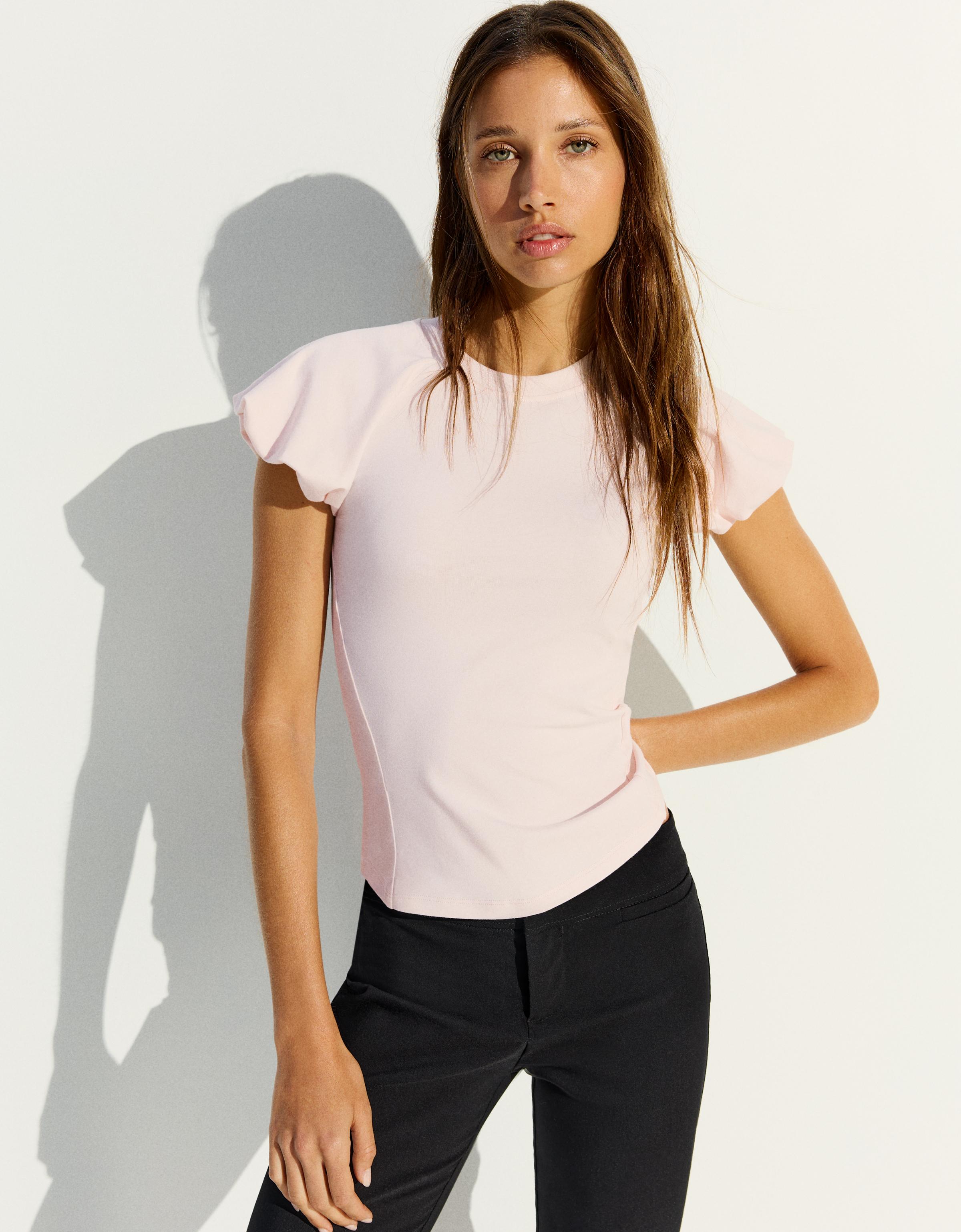 Bershka Camiseta Ranglan Globo Mujer L Rosa