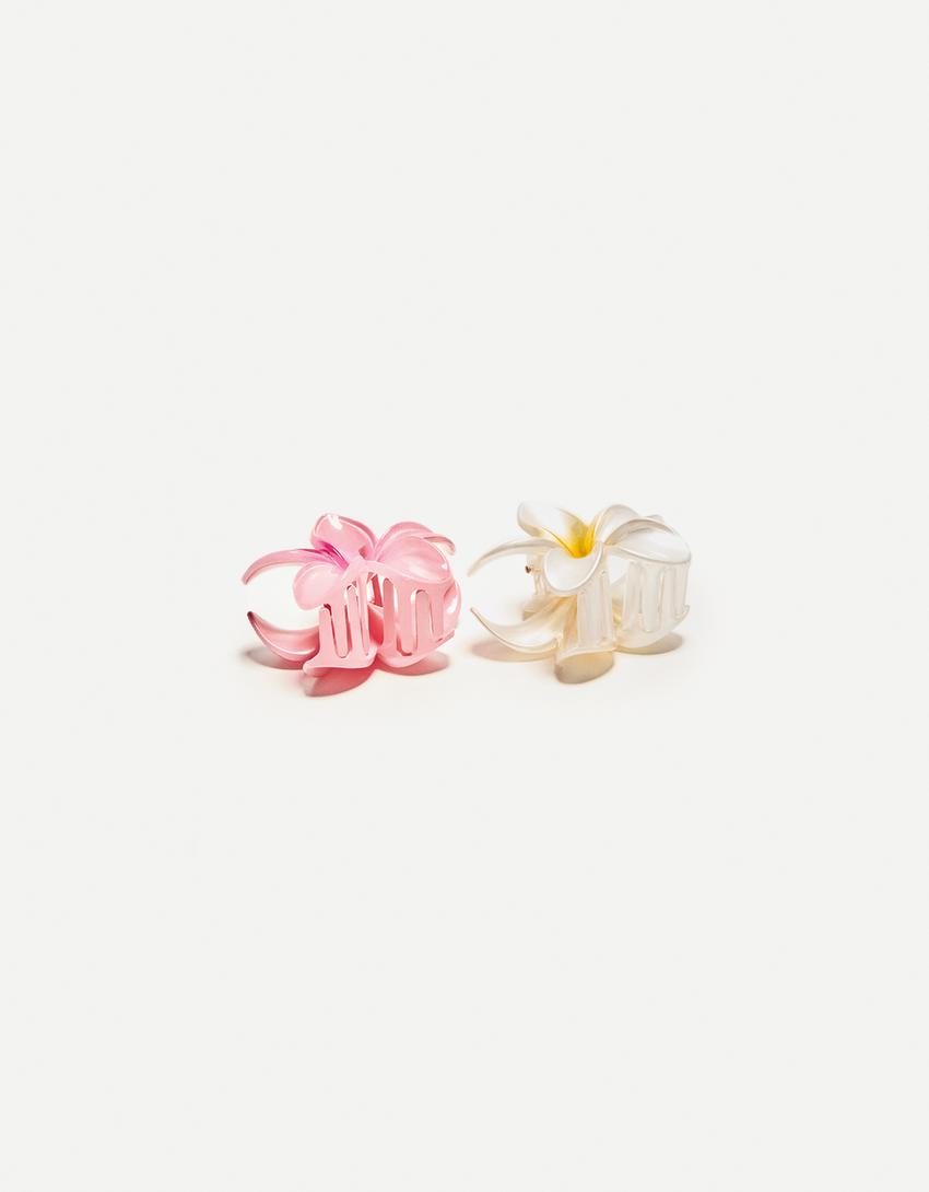 Lot 2 pinces fleur-Rose-2