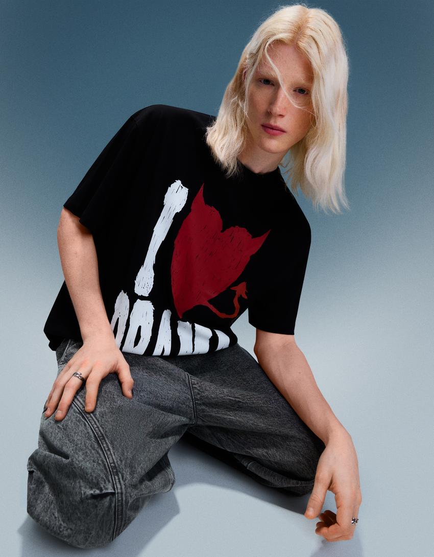 Short sleeve T-shirt with print-Black-3