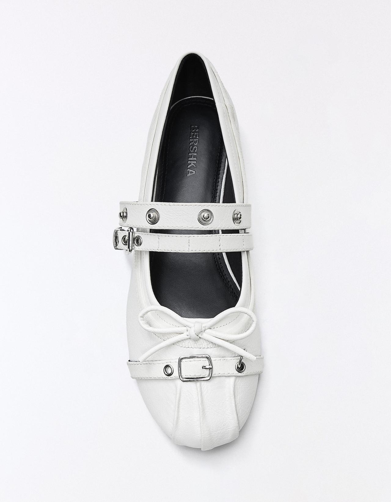Studded ballerinas — WHITE