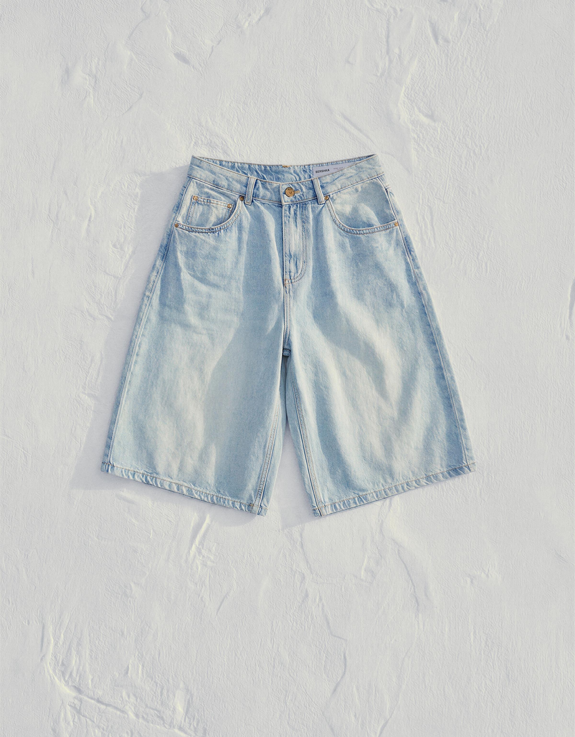 Baggy fit denim bermuda şort - Görsel 42