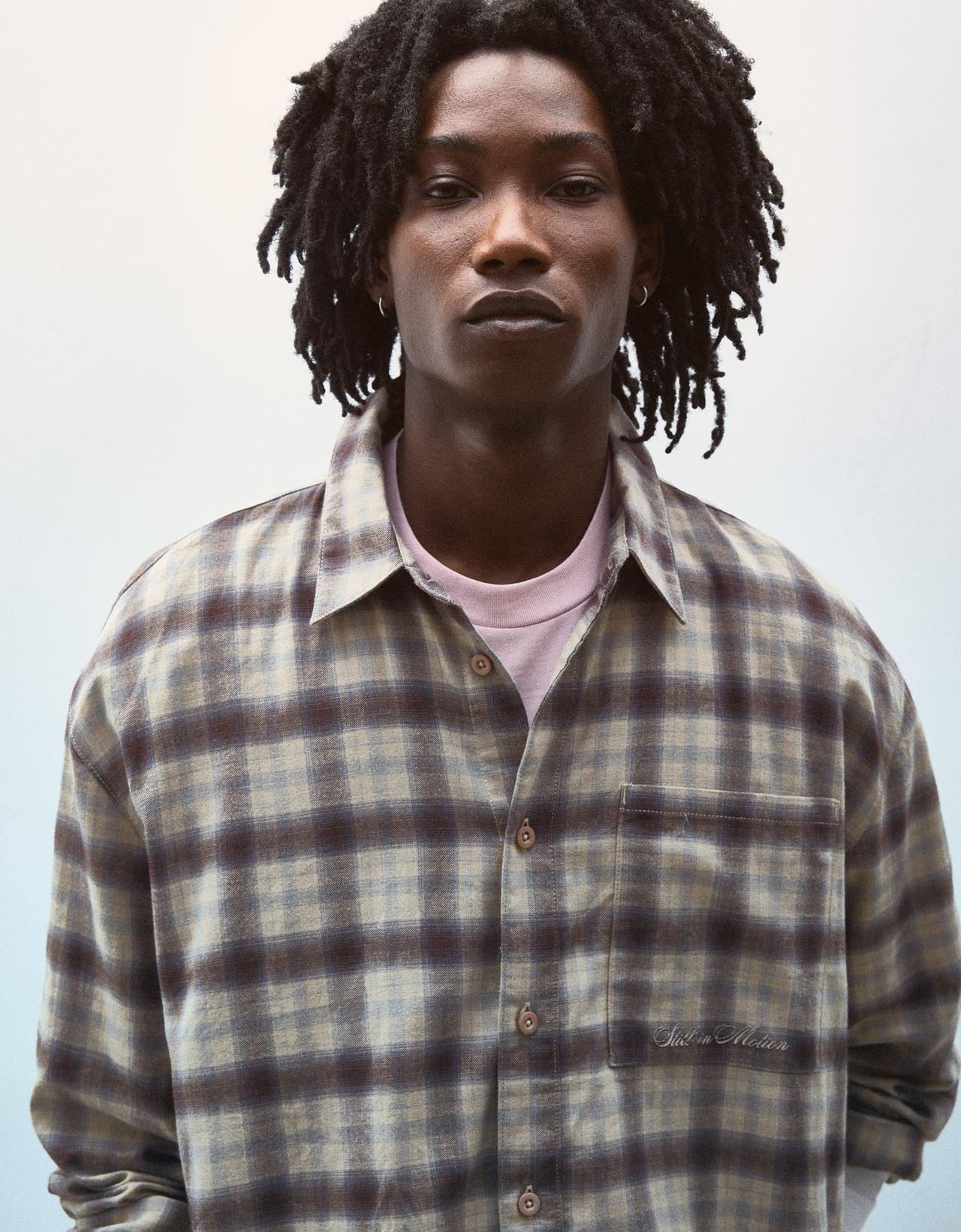 Checked long sleeve shirt — Brown