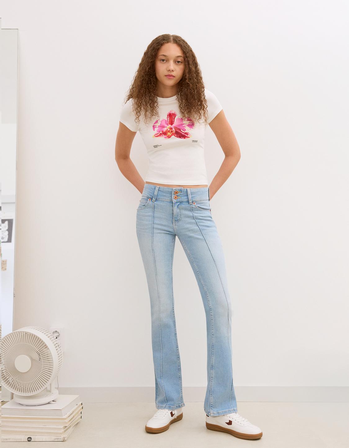 Low-rise boot-cut jeans