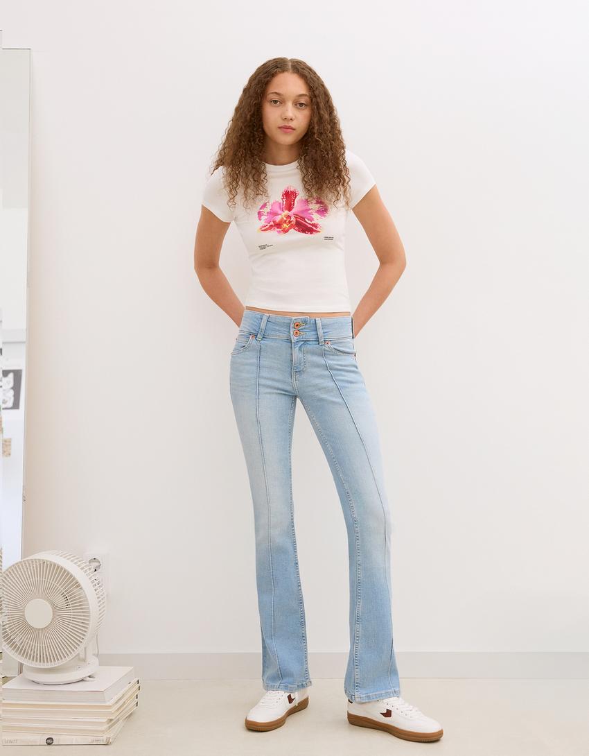 Jean bootcut taille basse-Bleu clair-1