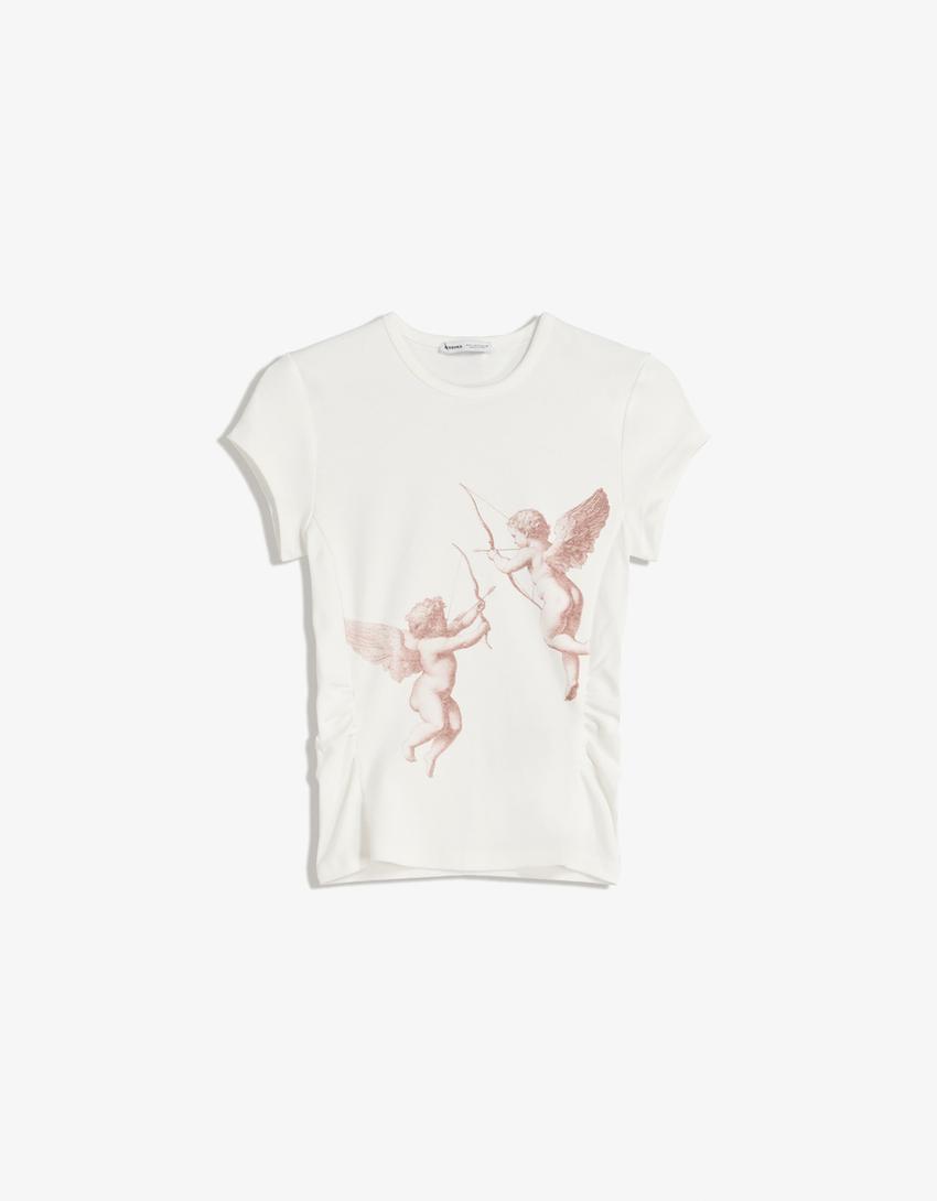 Camiseta manga corta print-Blanco roto
