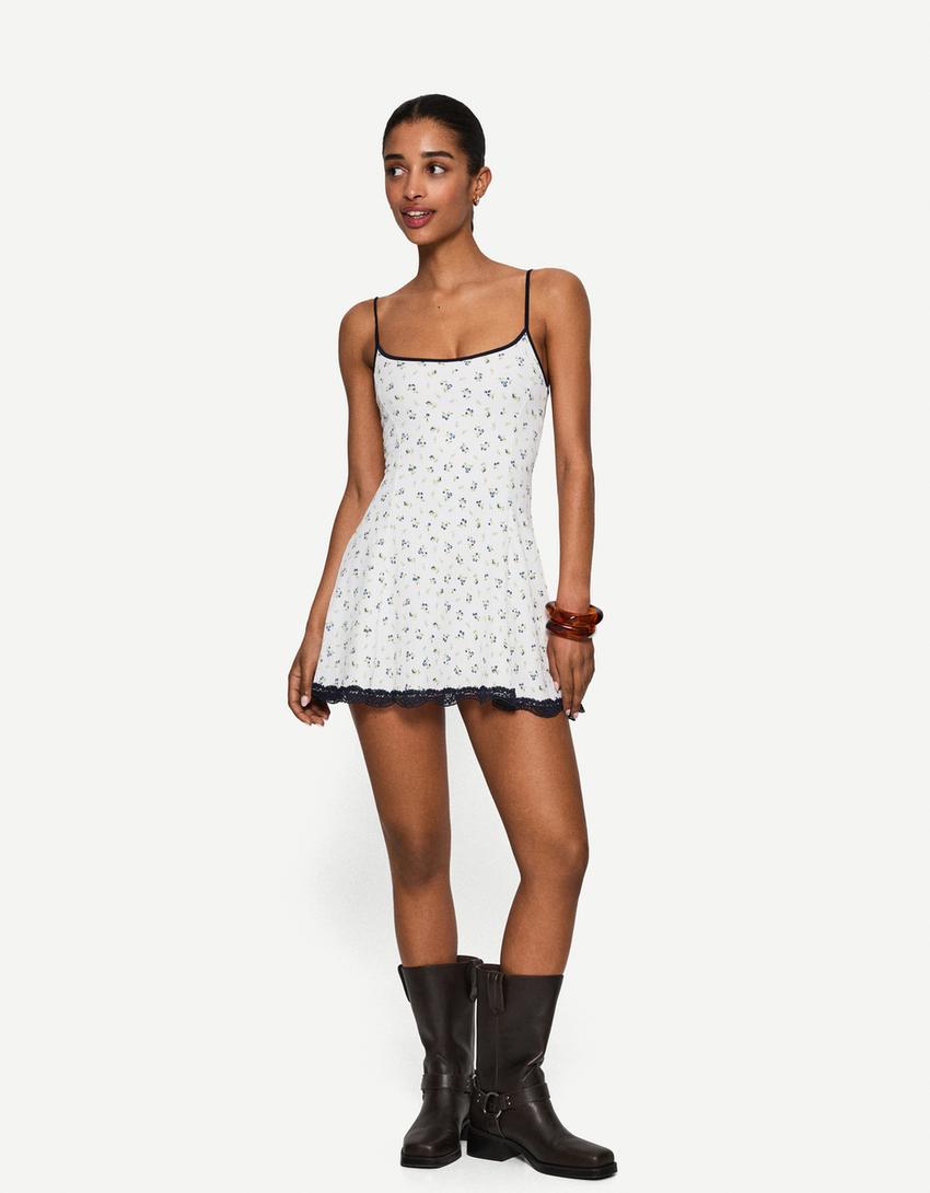 Strappy short jumpsuit-Blue-6