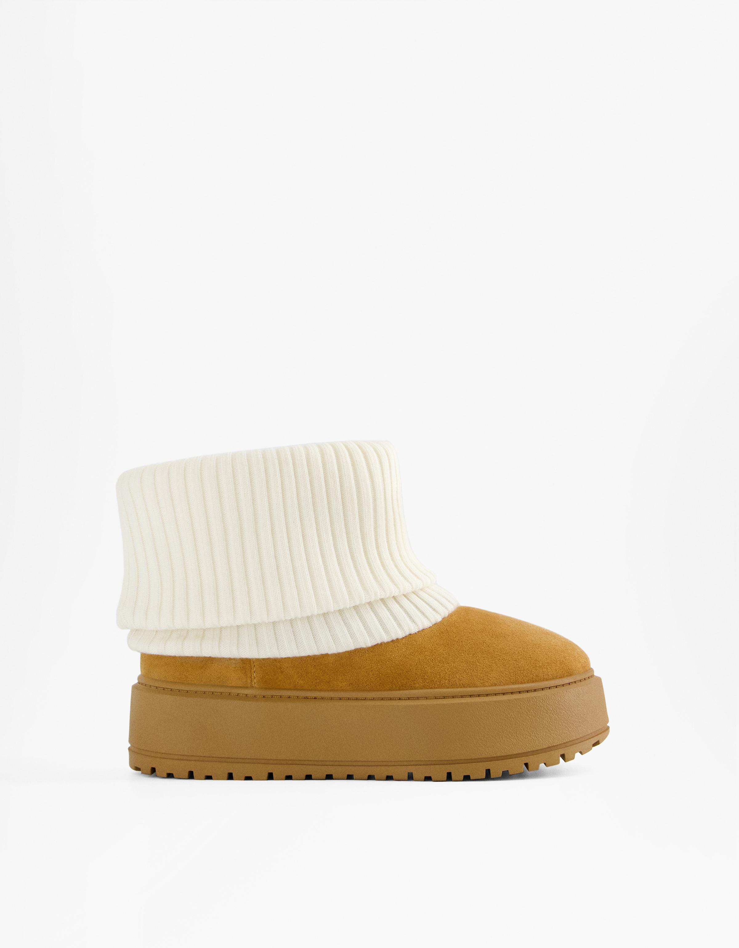 Bershka Sock-Boots Mit Plateausohle Damen 36 Camel