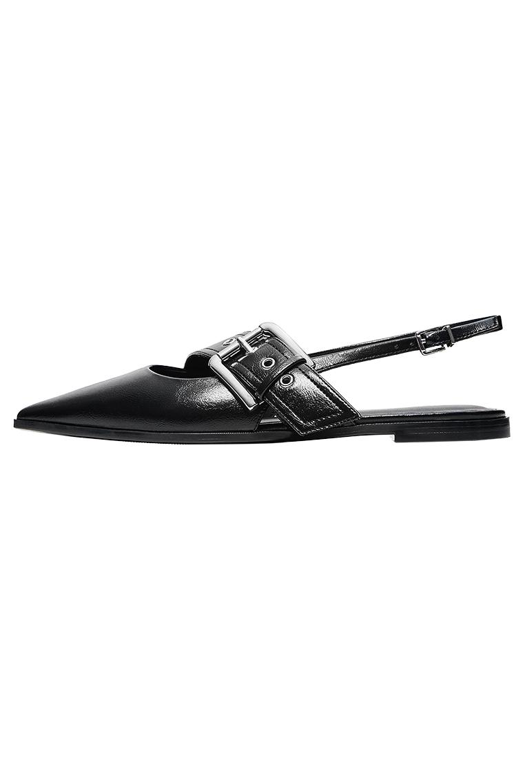 Slingback ballet flats with buckle — BLACK