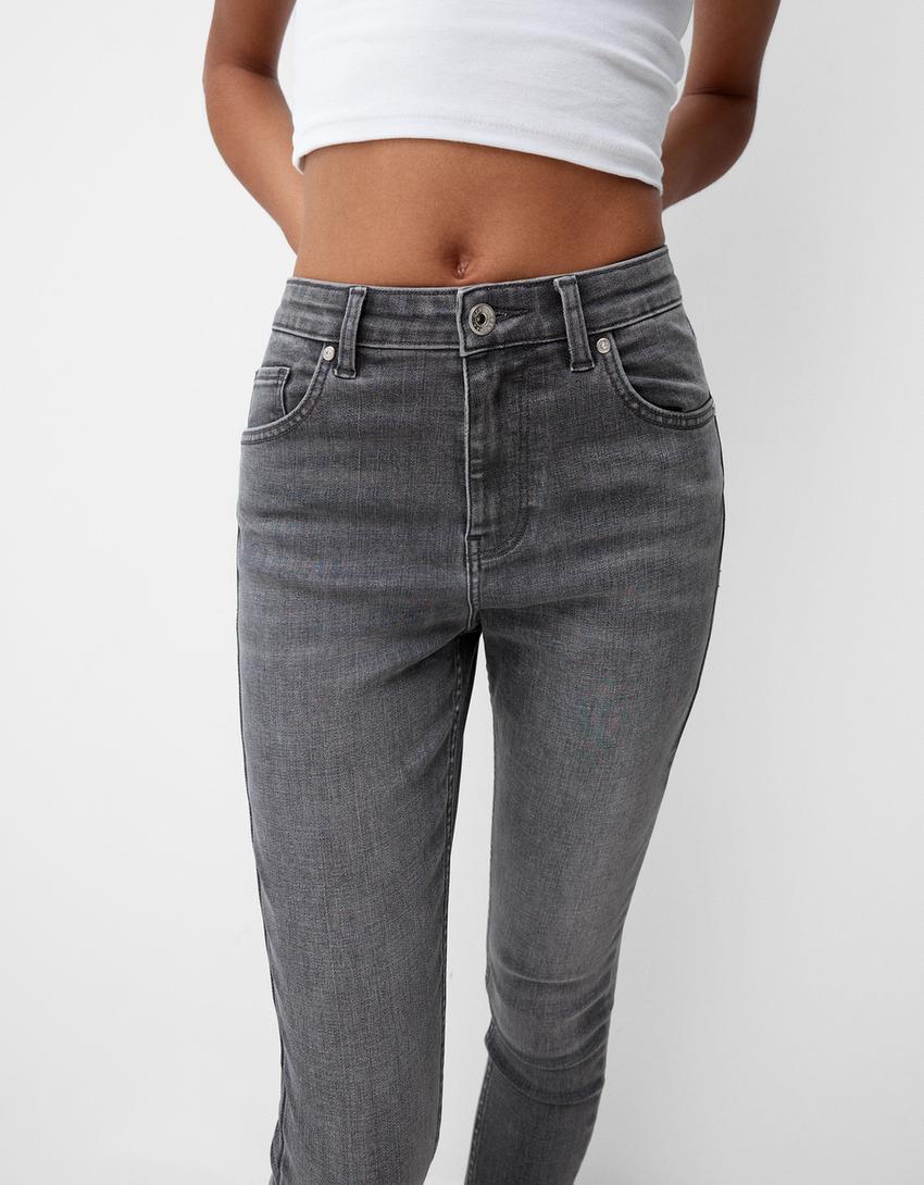 Jeans super high waist skinny-Gris oscuro