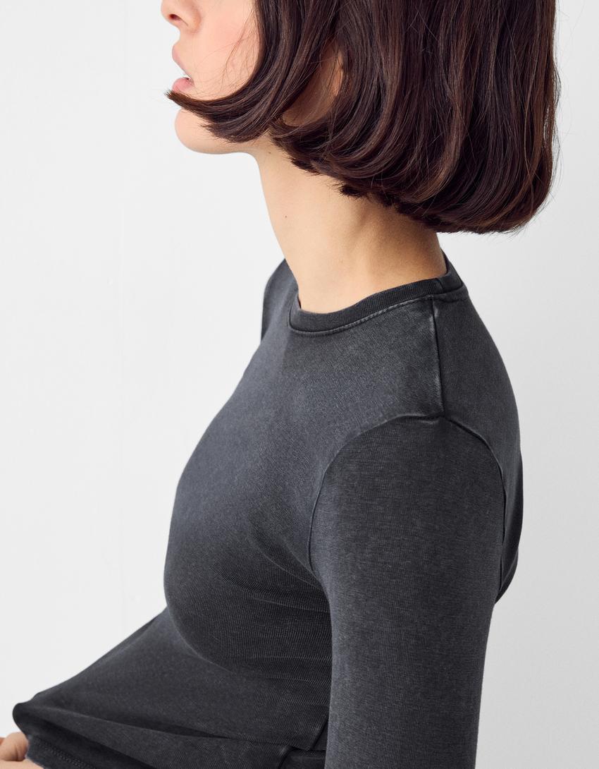 Long sleeve t-shirt-Grey-5