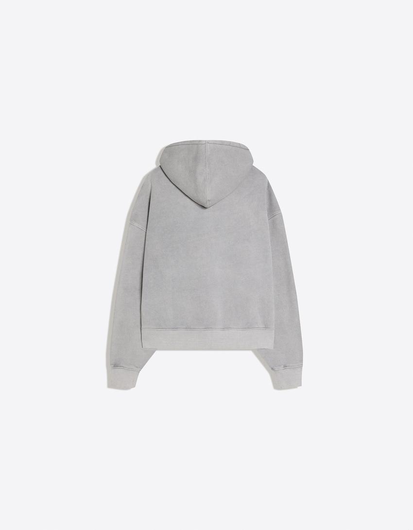 Sudadera capucha print-Gris