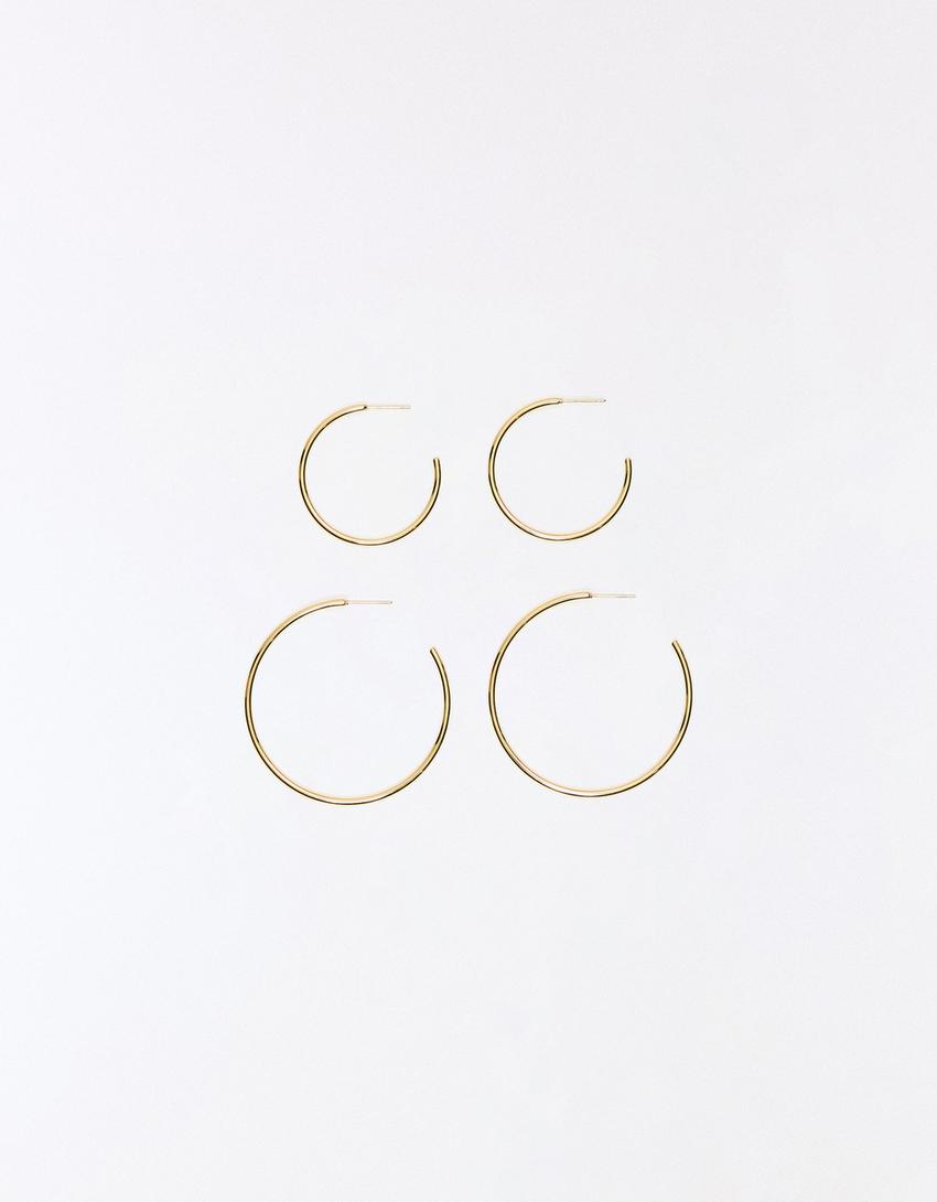 Pack pendientes aros finos-Oro