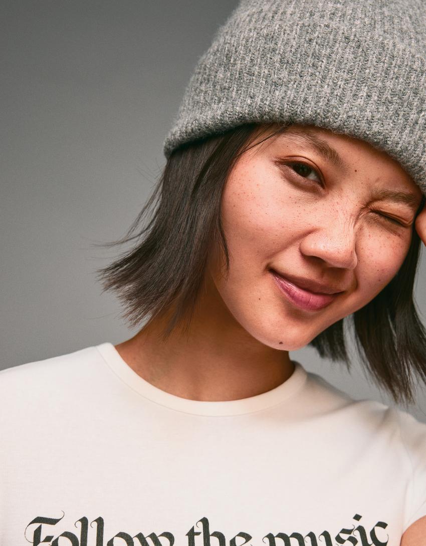 Camiseta manga corta print-Blanco roto