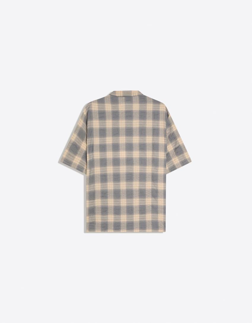 Relaxed fit check shirt-Grey