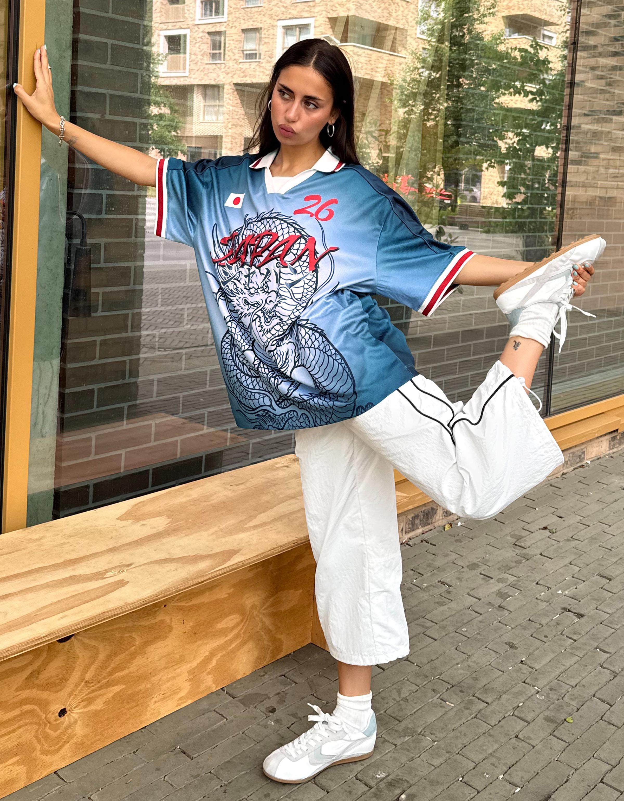 Bershka Polo Oversize Japón Fifa World Cup™ Mujer Azul