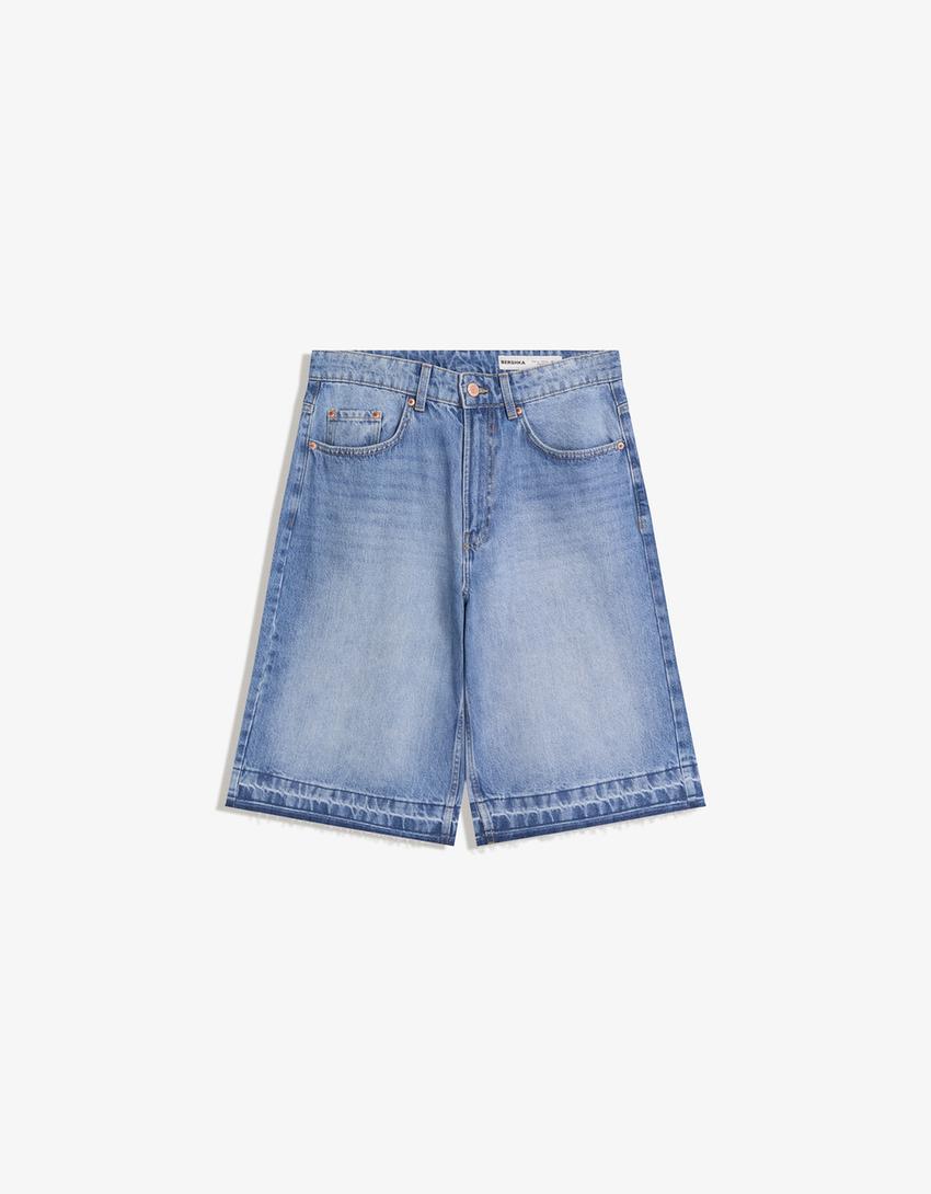 Baggy Bermuda shorts-Light blue