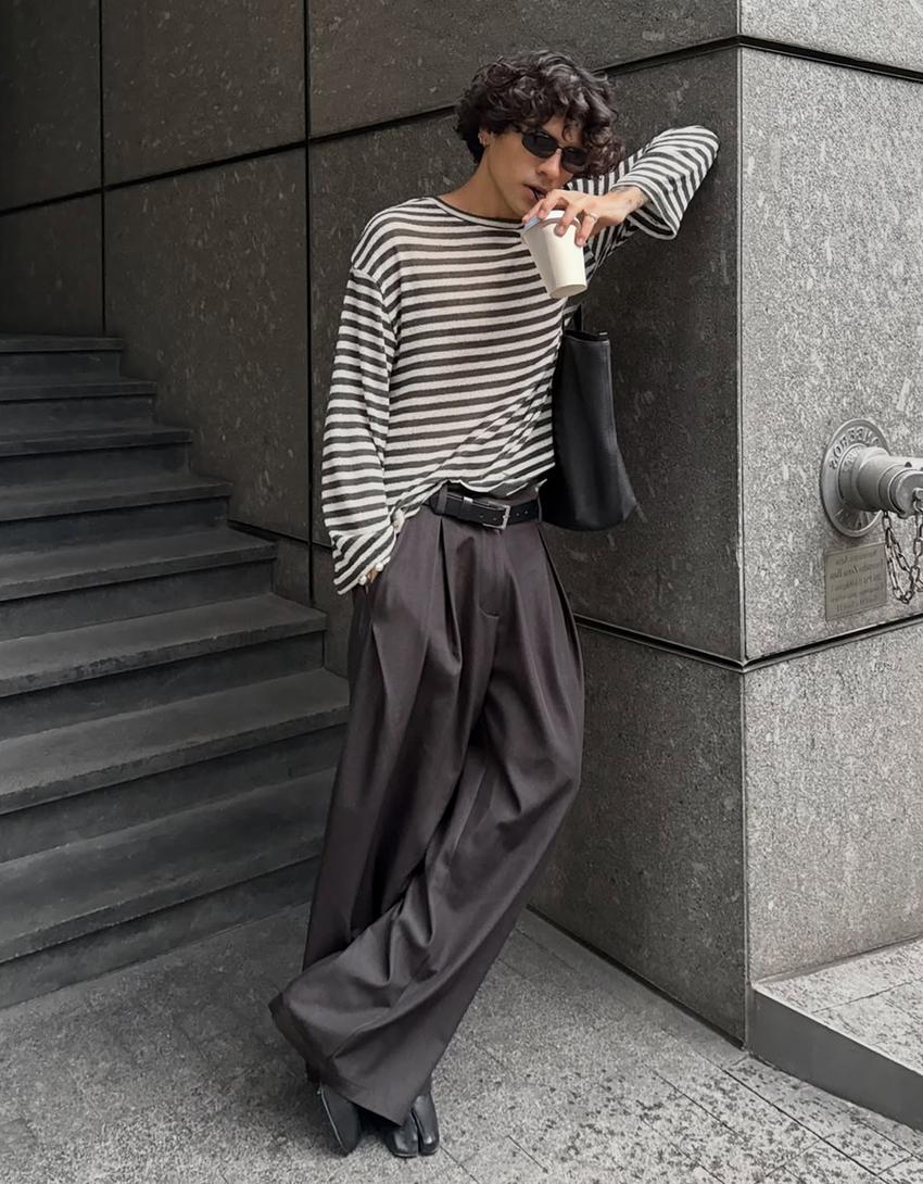 Pantalon super baggy-Gris oscuro