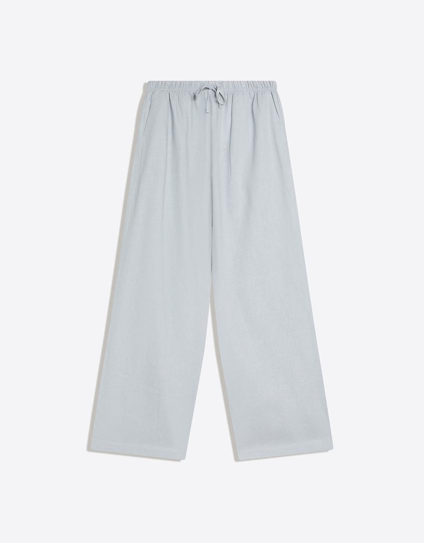 Elasticated waist trousers-Grey
