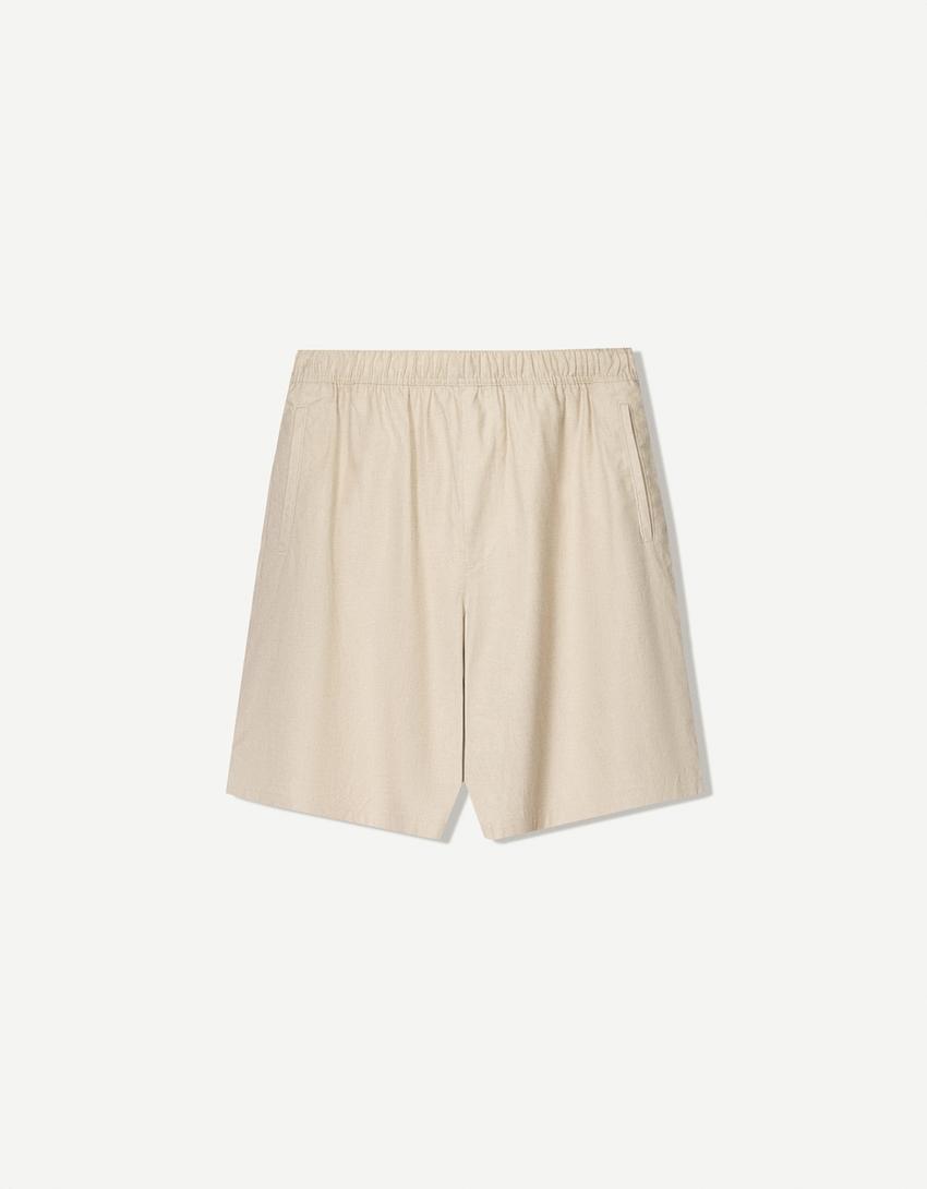 Bermuda loose jogger con lino