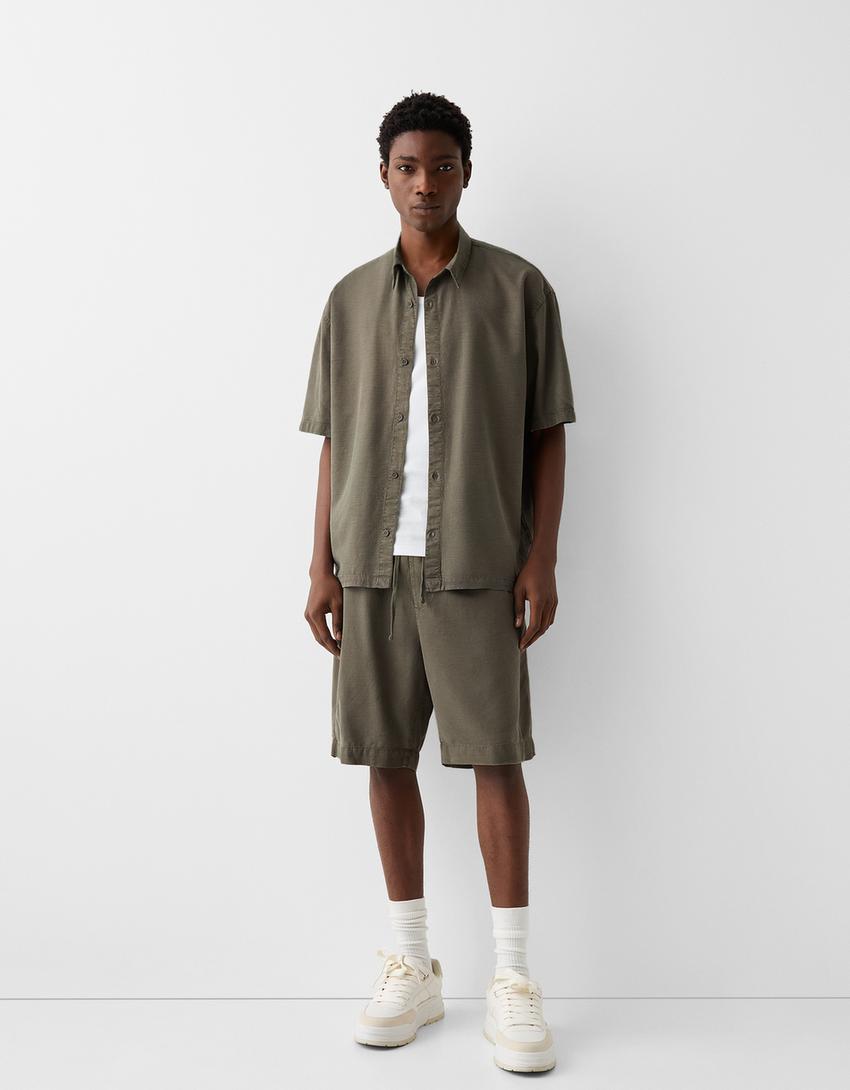 Camisa manga corta rústica-Kaki-3