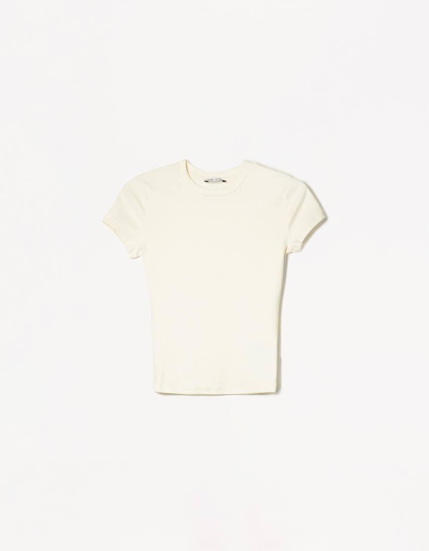 Short sleeve crew neck T-shirt-Yellow-1