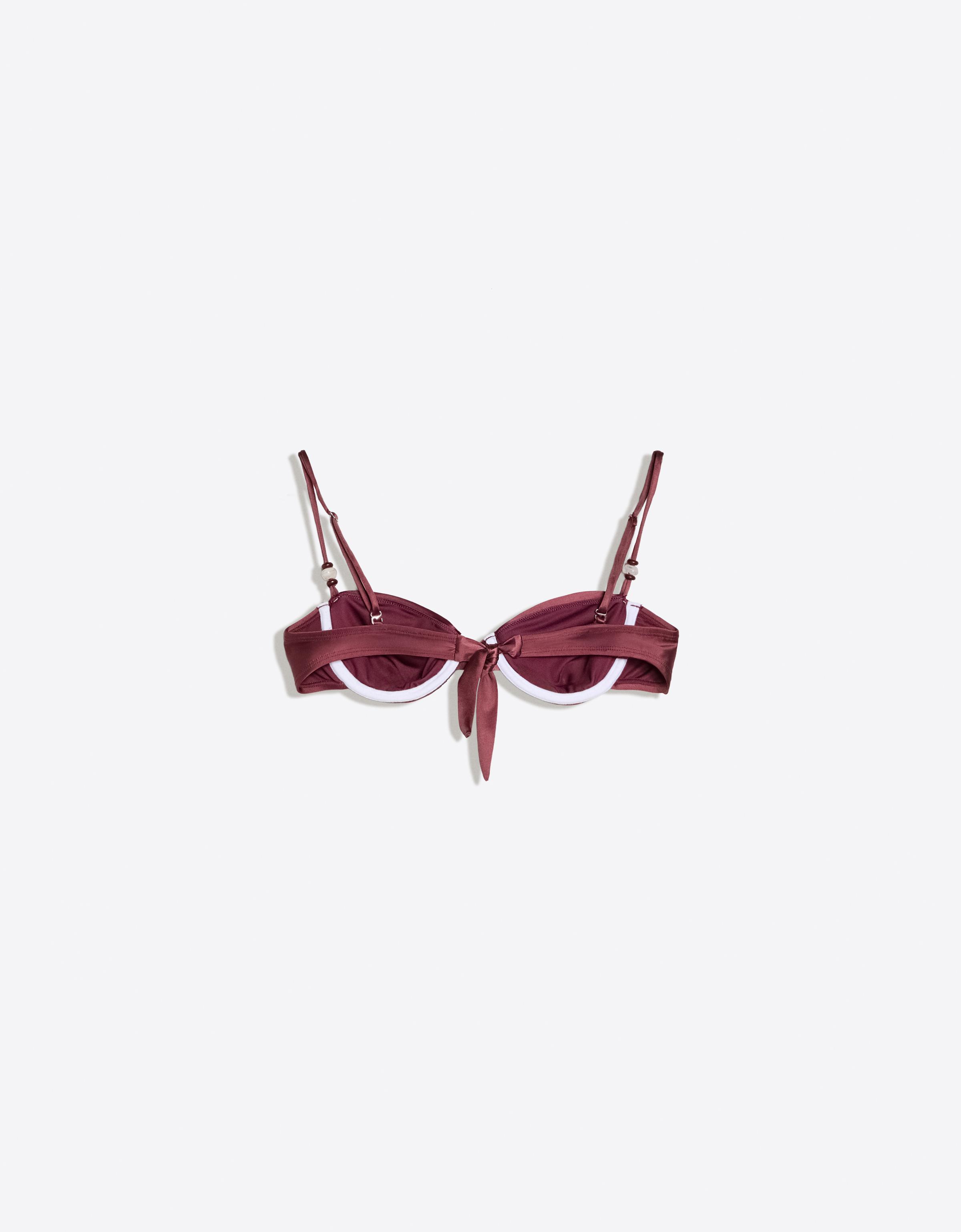 Satin underwired bikini top — Maroon