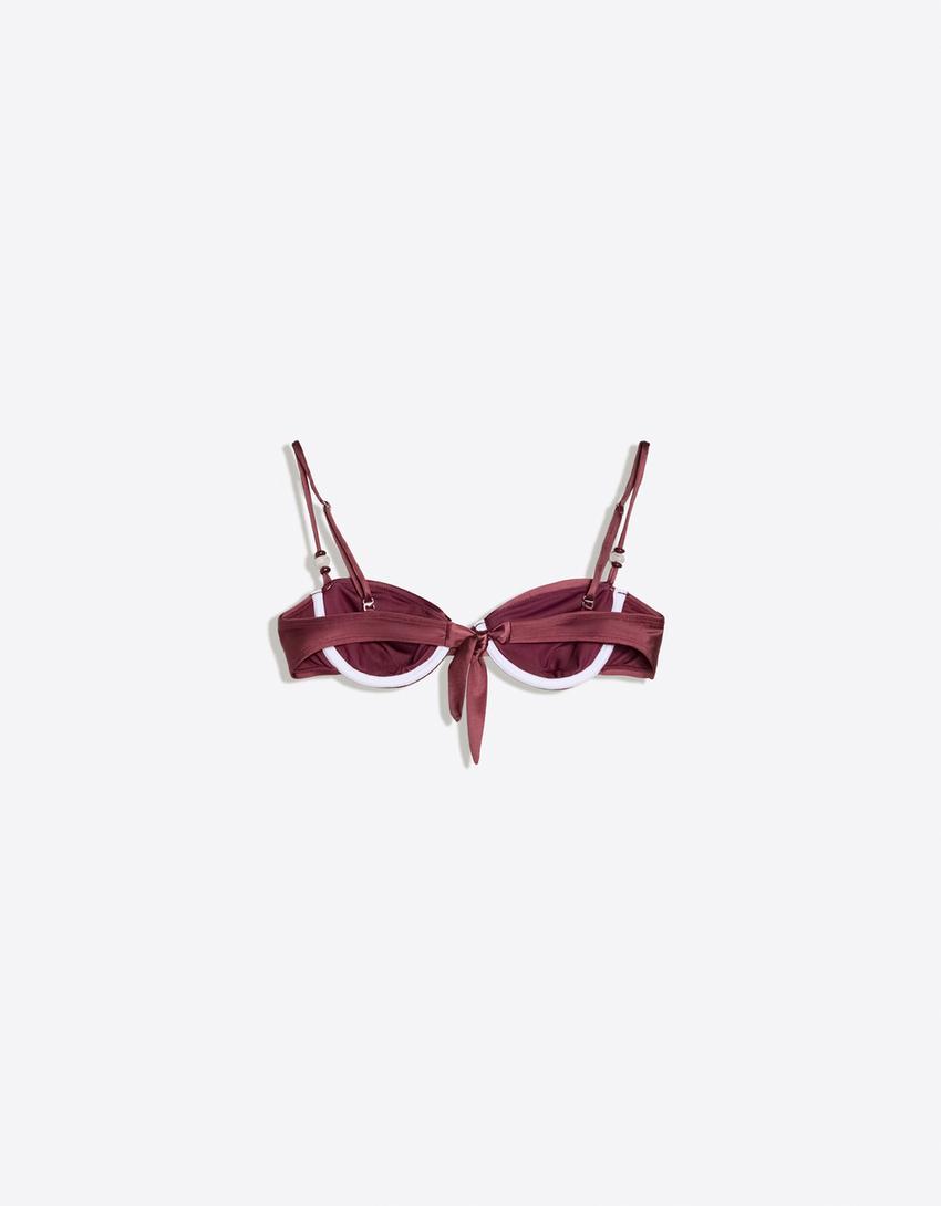 Haut de bikini satiné à armatures-Grenat
