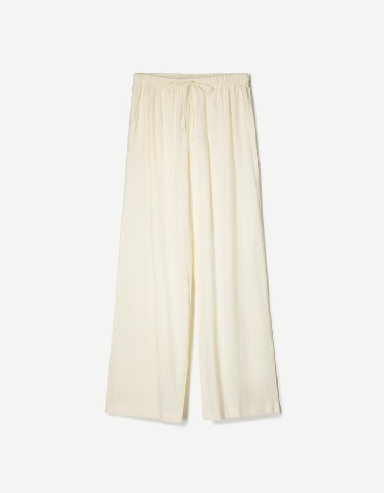 Linen blend trousers with an elasticated waistband