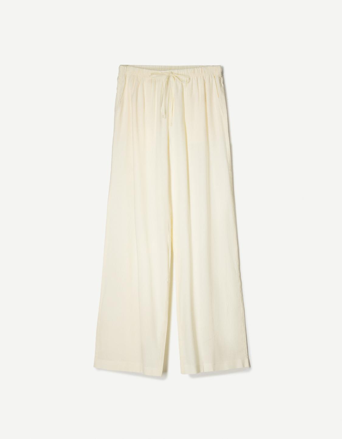 Linen blend trousers with an elasticated waistband