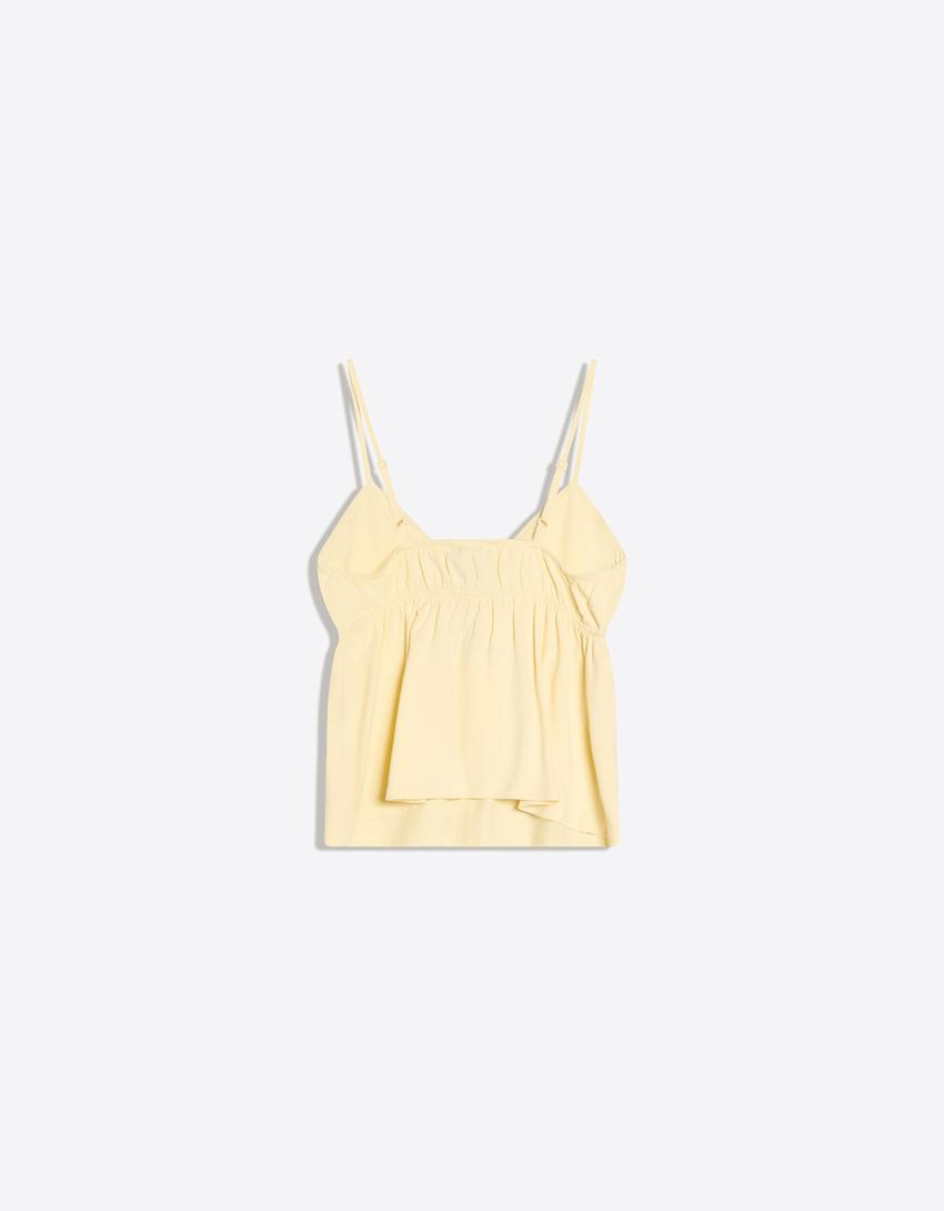 Strappy peplum top-Yellow