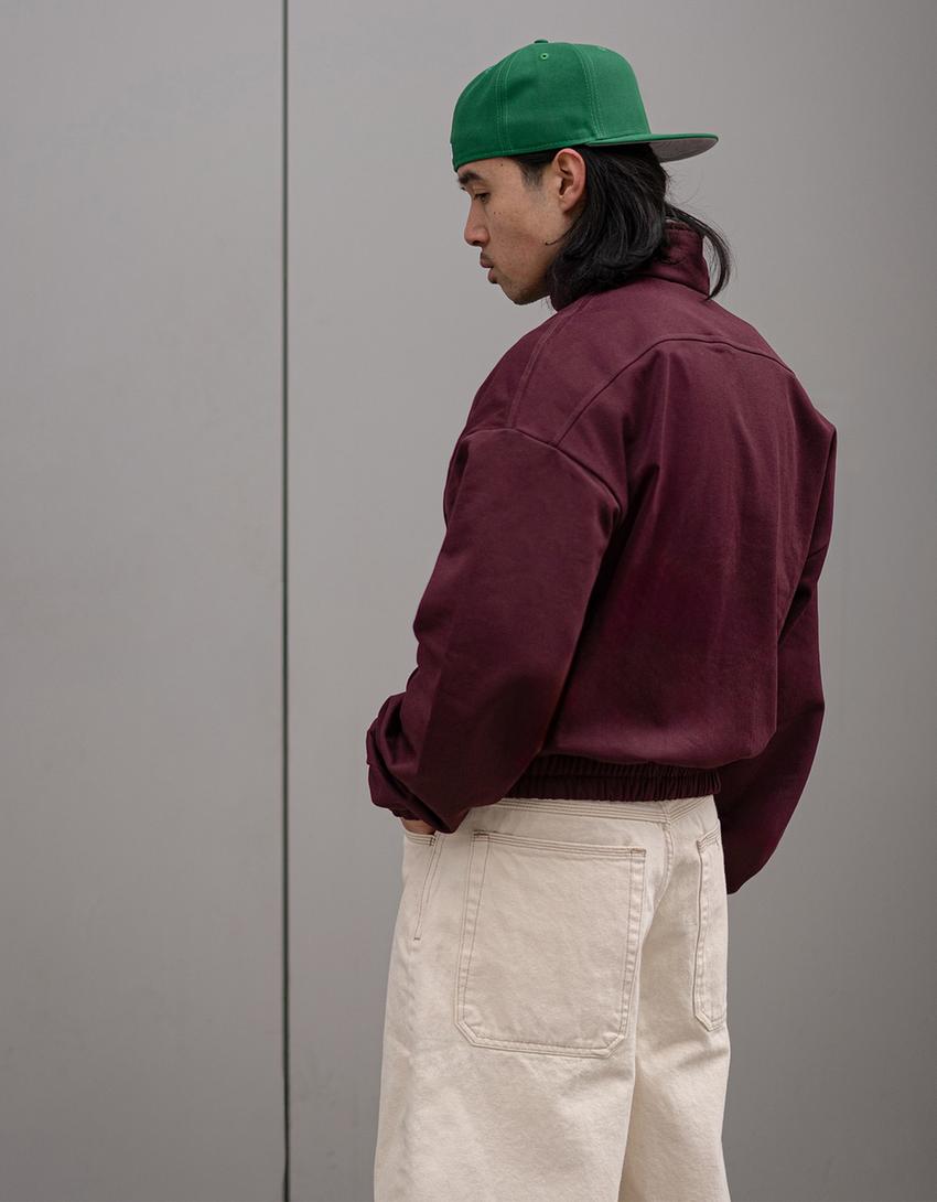 Printed zip-up sweatshirt-Maroon