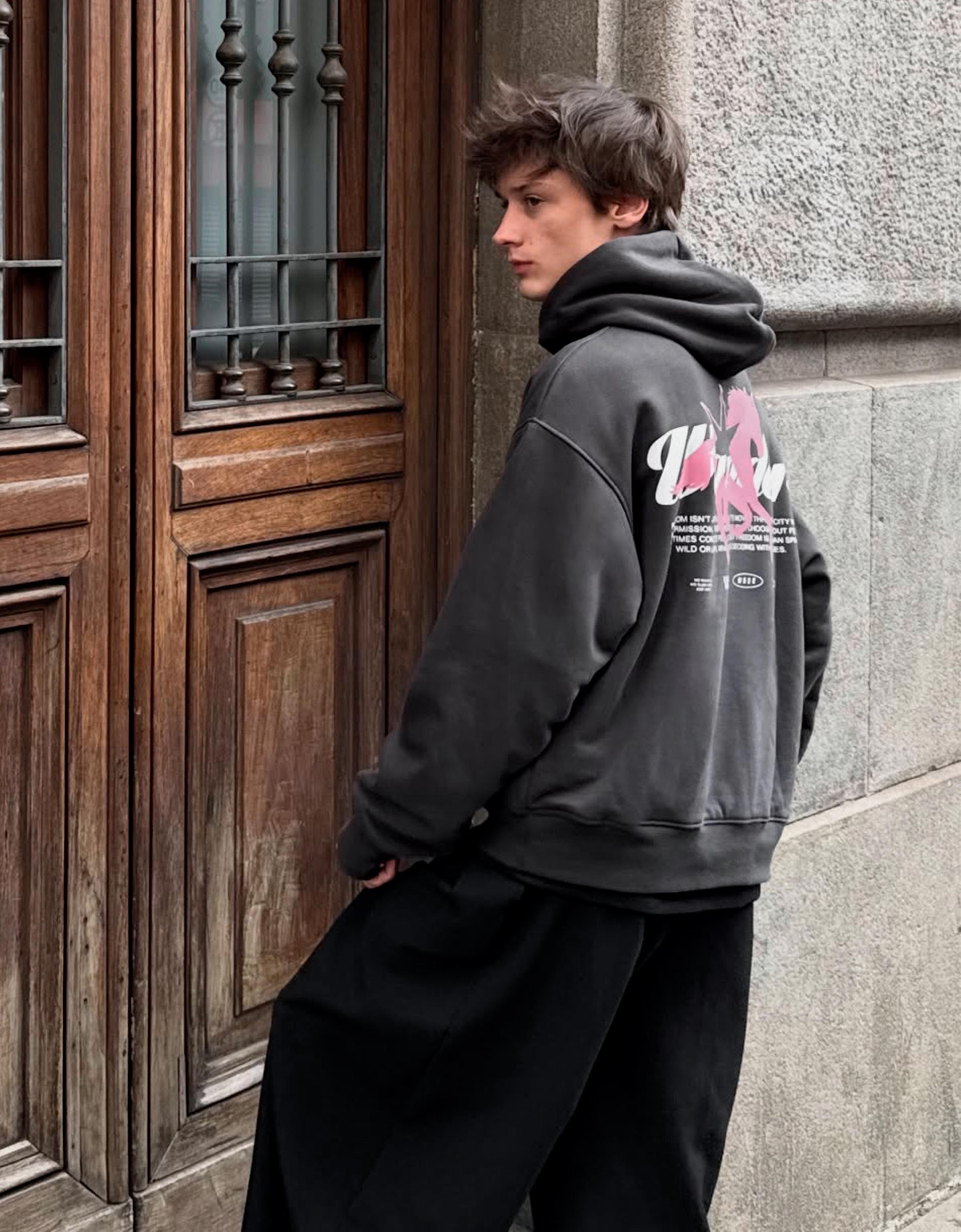 Baskılı kapüşonlu sweatshirt - Görsel 13