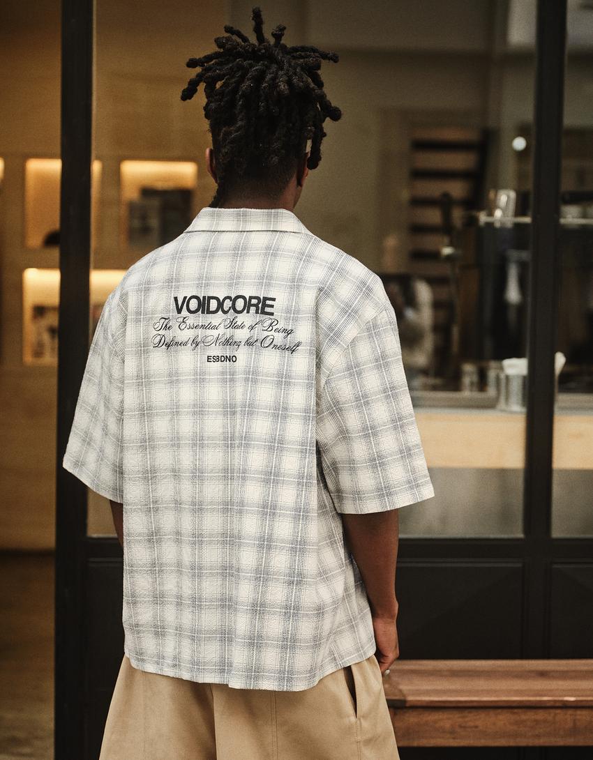 Short sleeve boxy fit shirt-Grey